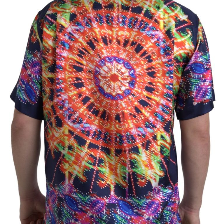 Dolce & Gabbana Multicolor Luminarie Print Men Shirt Silk
