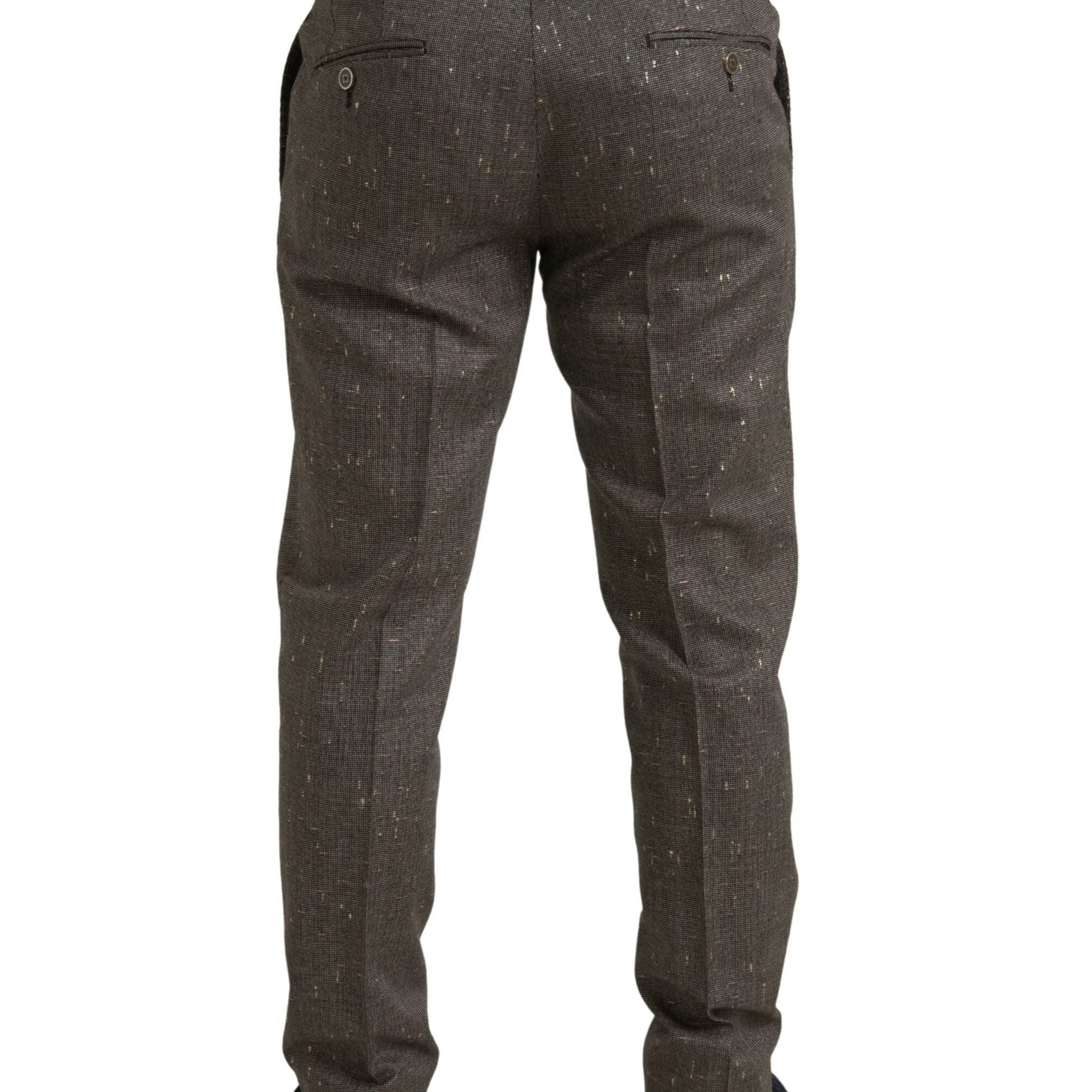 Dolce & Gabbana Brown Wool Dress Skinny Men Trouser Pants