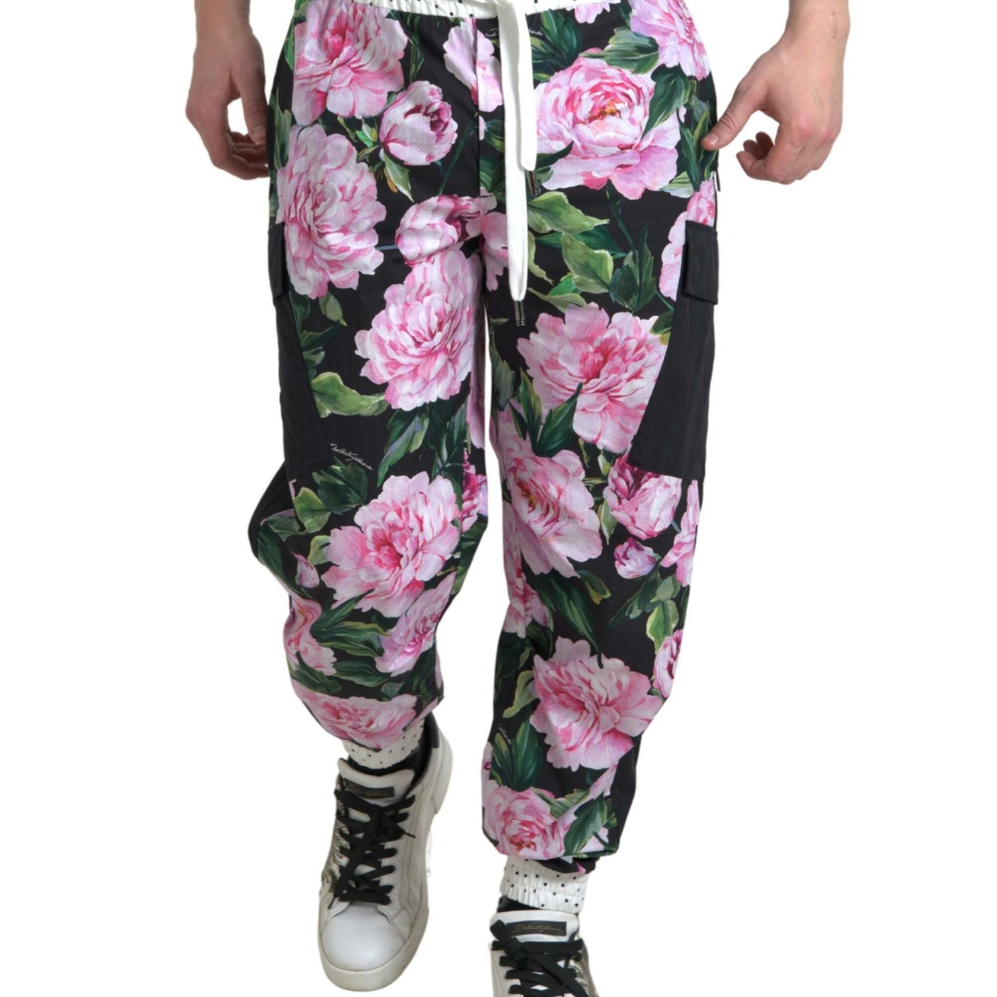 Dolce & Gabbana Multicolor Peony Joggers Cotton Men Pants