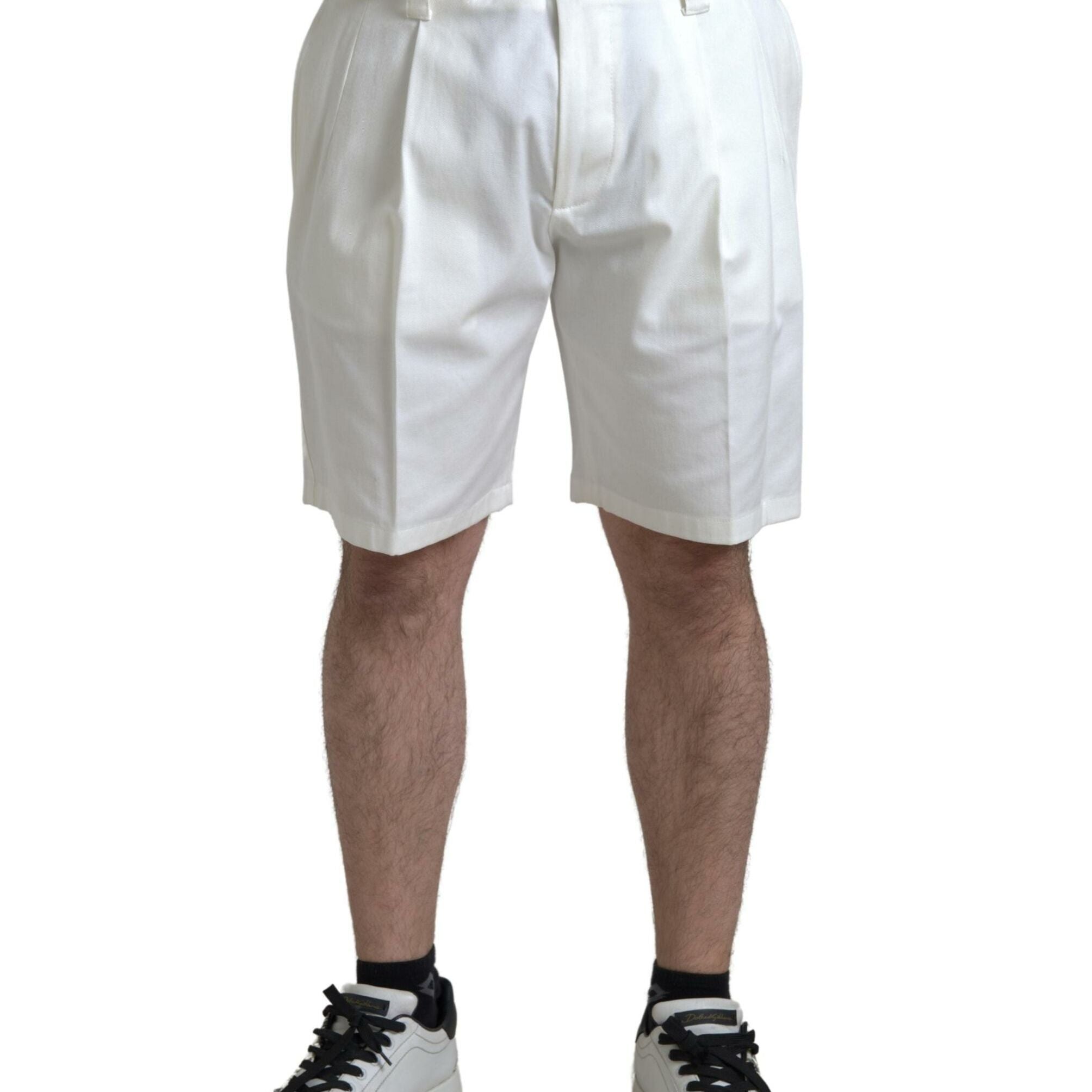 Dolce & Gabbana White Cotton Stretch Men Bermuda Denim Shorts