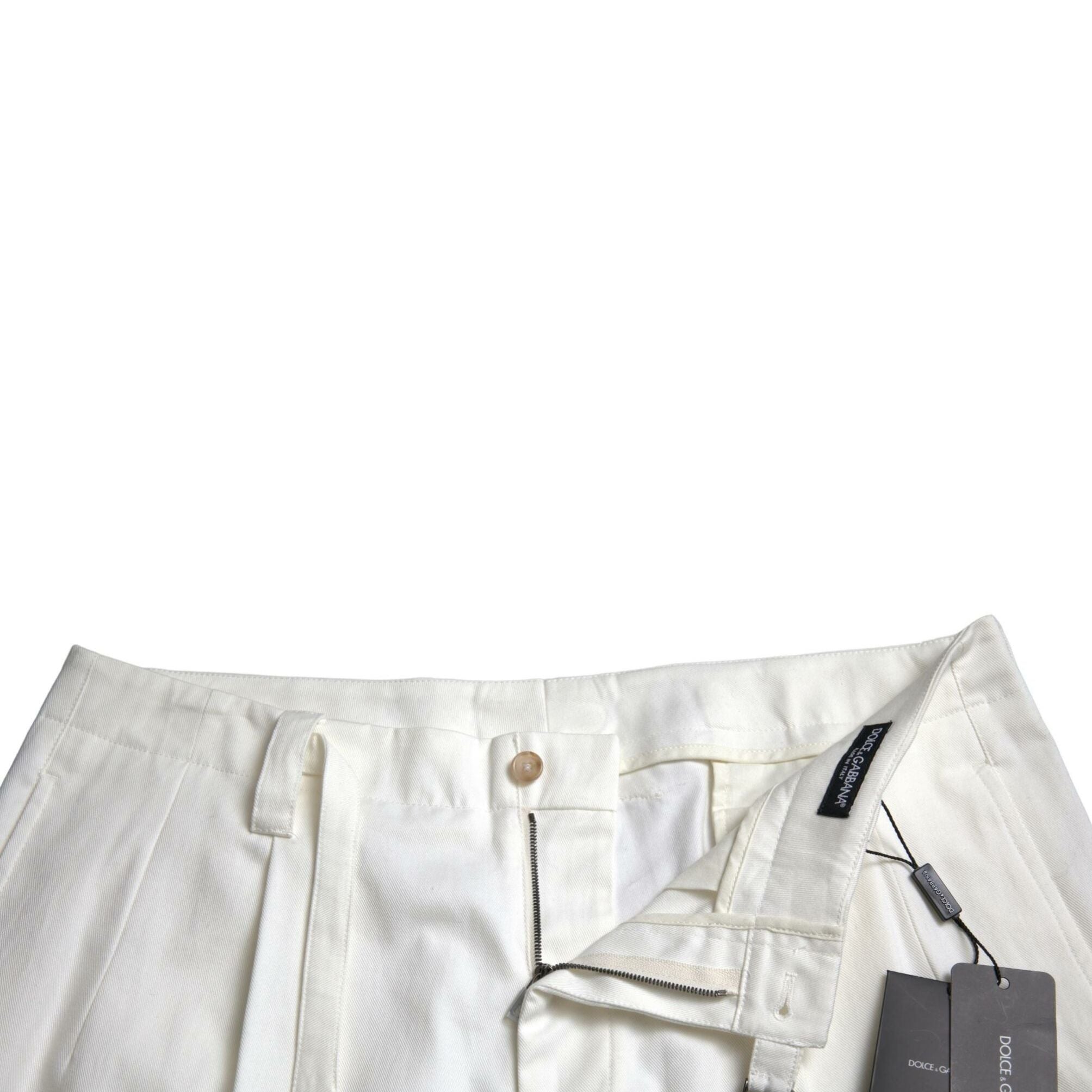 Dolce & Gabbana White Cotton Stretch Men Bermuda Denim Shorts