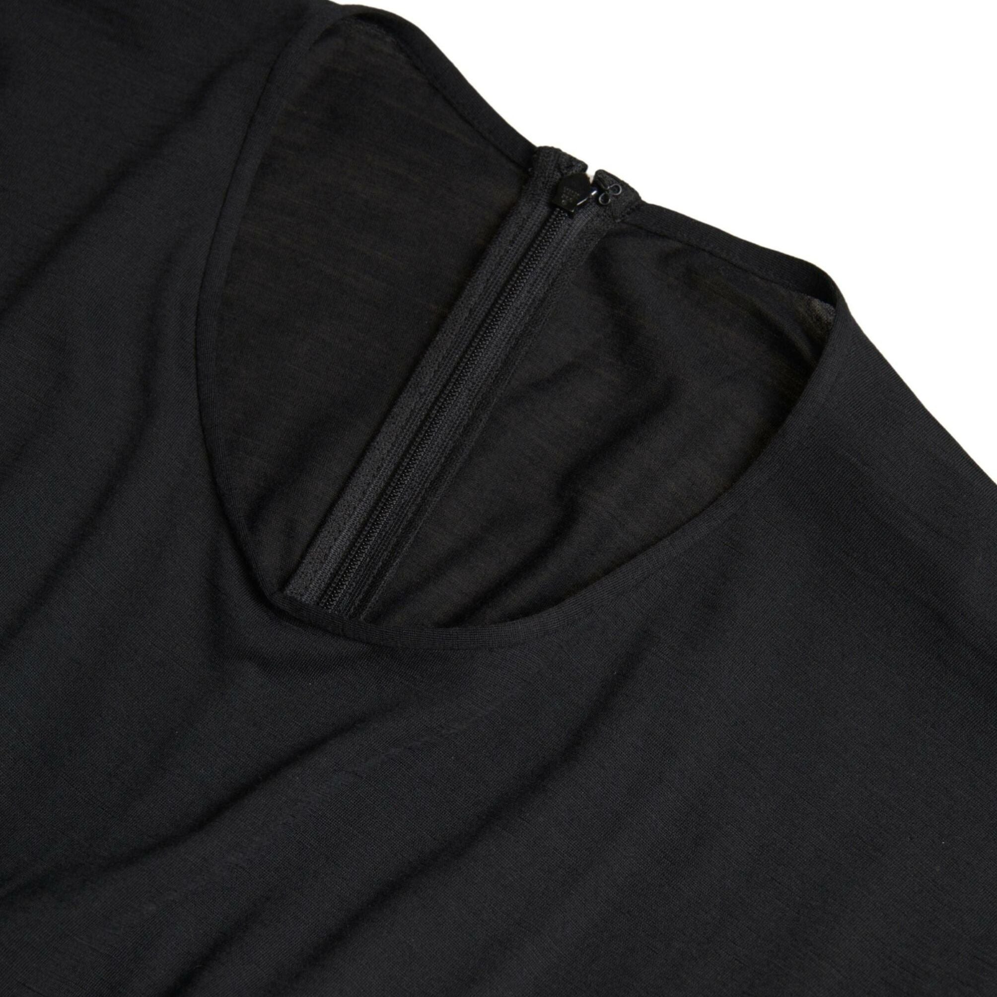 Dolce & Gabbana Black Wool Wrap Sheath Midi Gown Dress