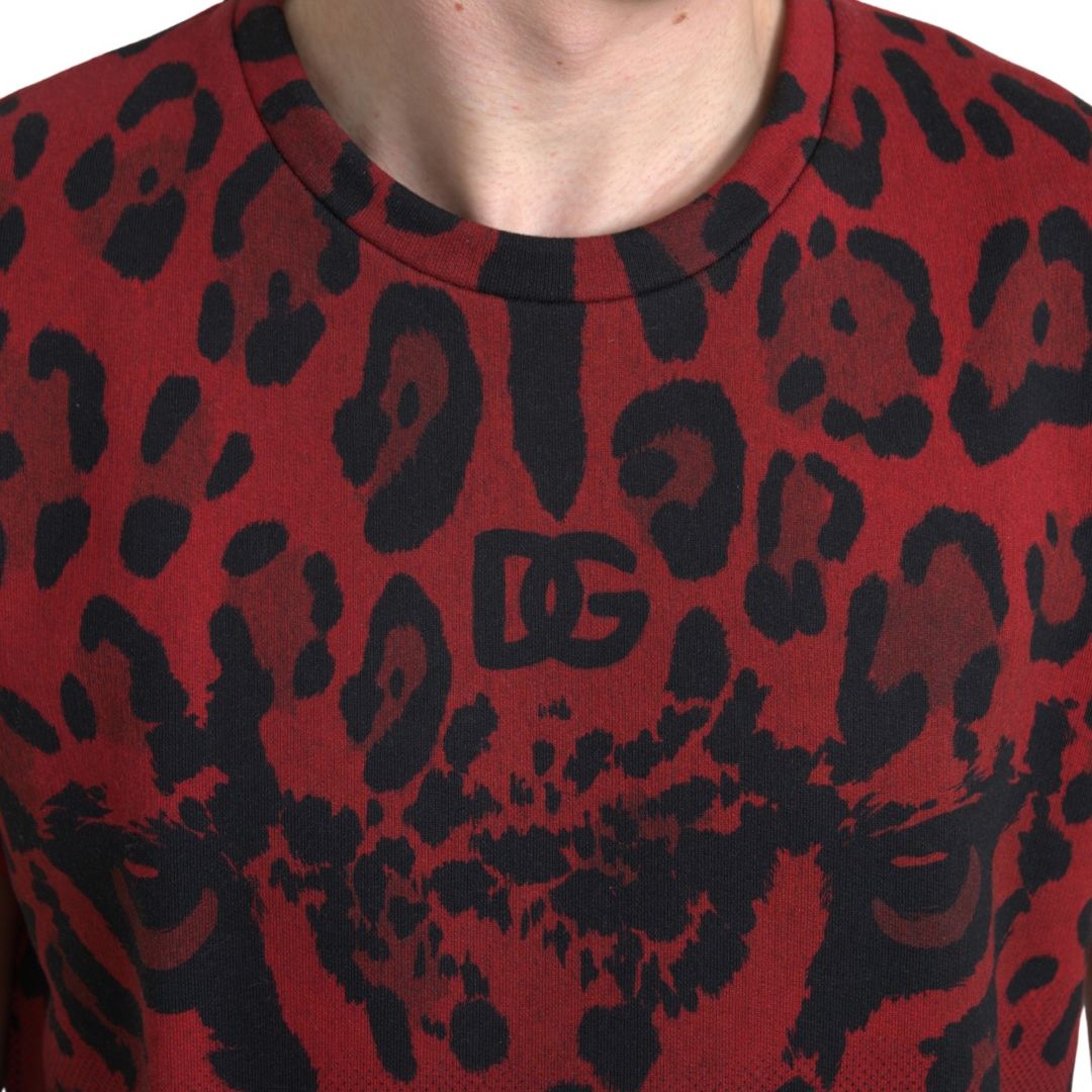 Dolce & Gabbana Red Leopard Cotton Sleeveless Tank T-shirt