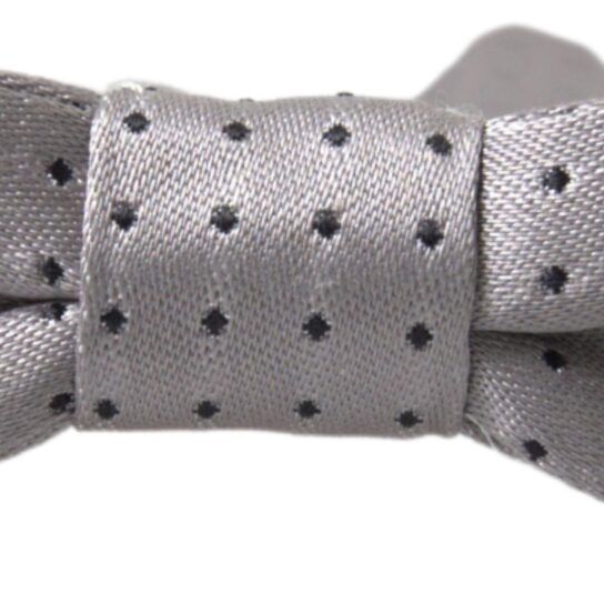 Dolce & Gabbana Gray Dotted Silk Adjustable Men Neck Papillon Bow Tie