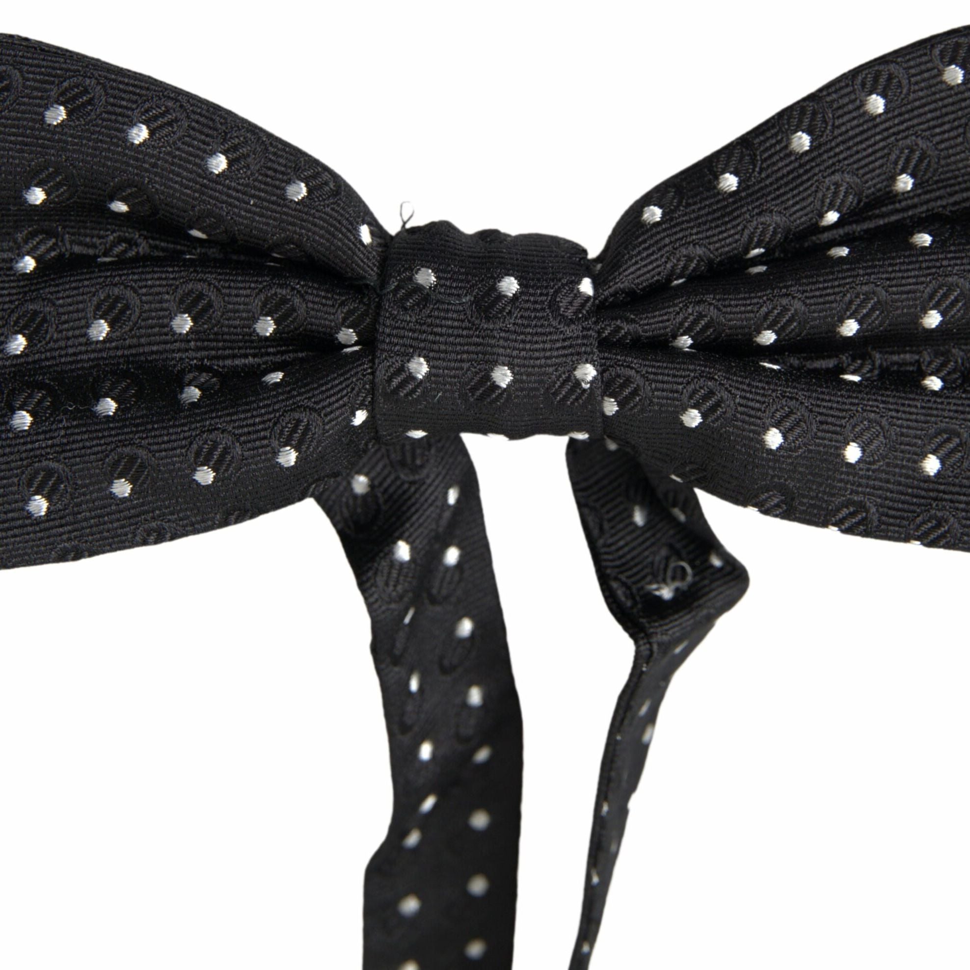 Dolce & Gabbana Black Polka Dot Silk Adjustable Men Neck Papillon Bow Tie
