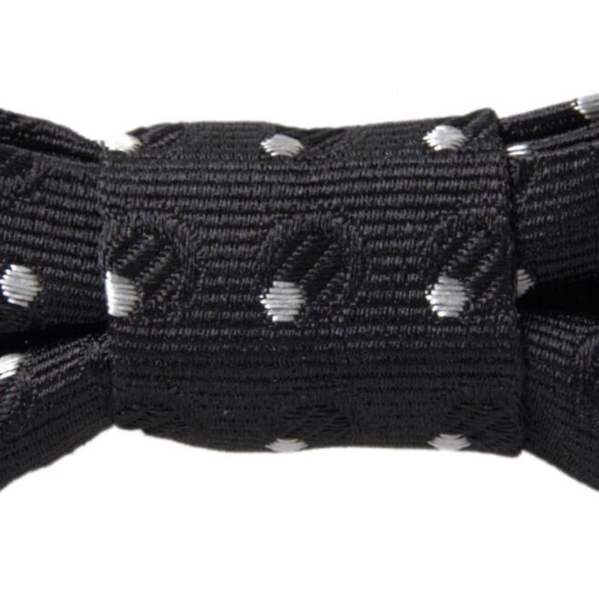 Dolce & Gabbana Black Polka Dot Silk Adjustable Men Neck Papillon Bow Tie