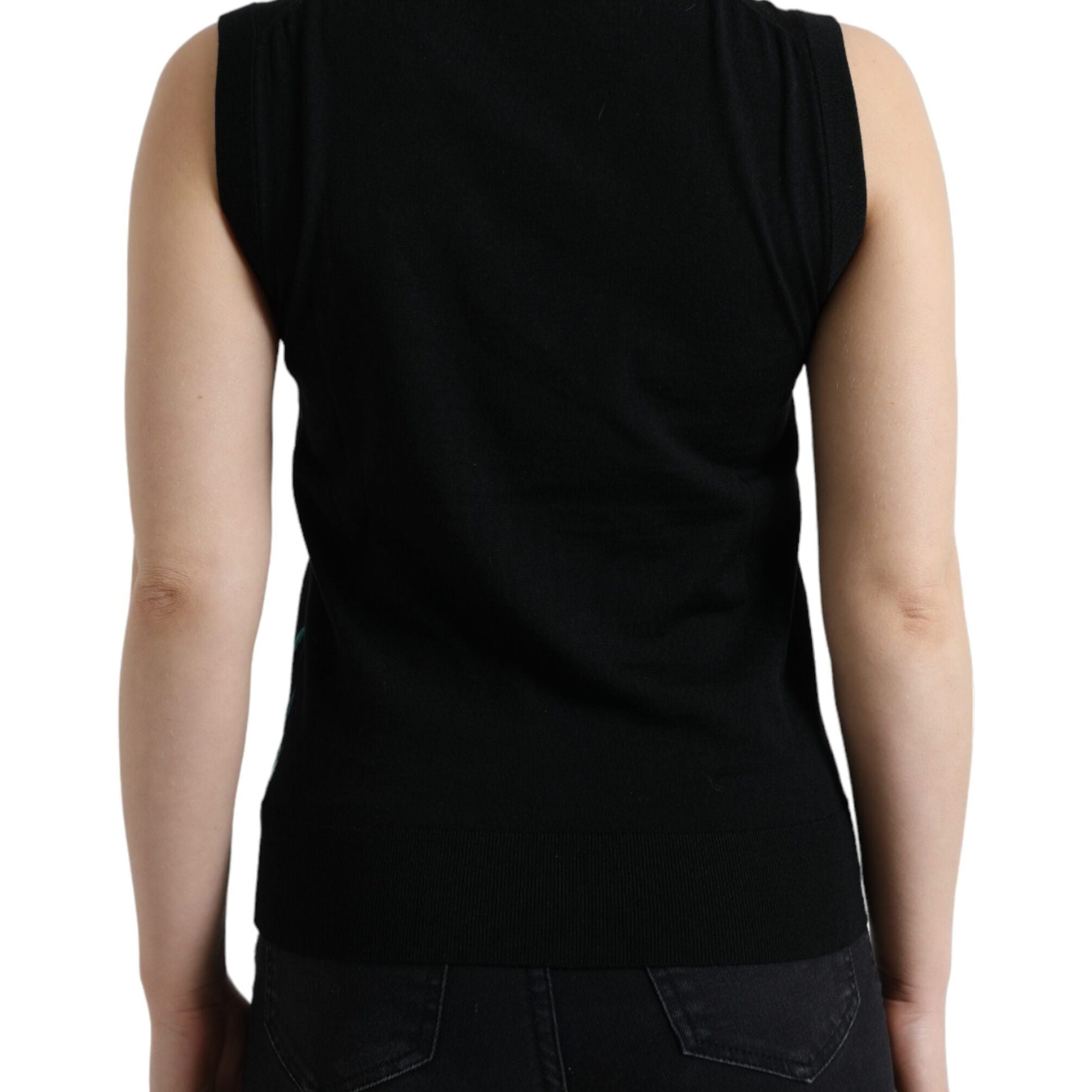 Dolce & Gabbana Black Bird Wool Knit Sleeveless Tank T-shirt
