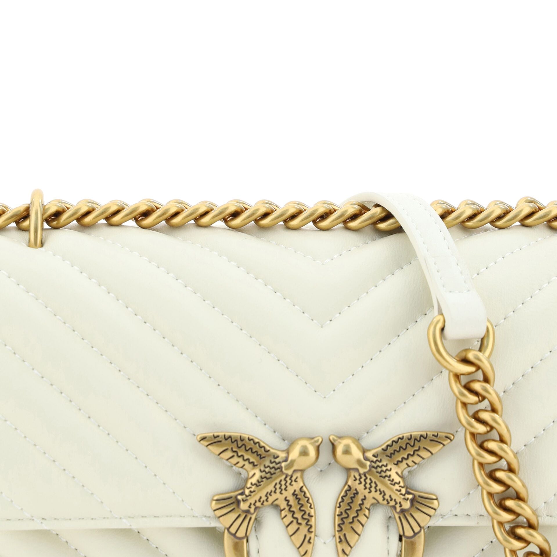 PINKO White Leather Love One Mini Shoulder Bag