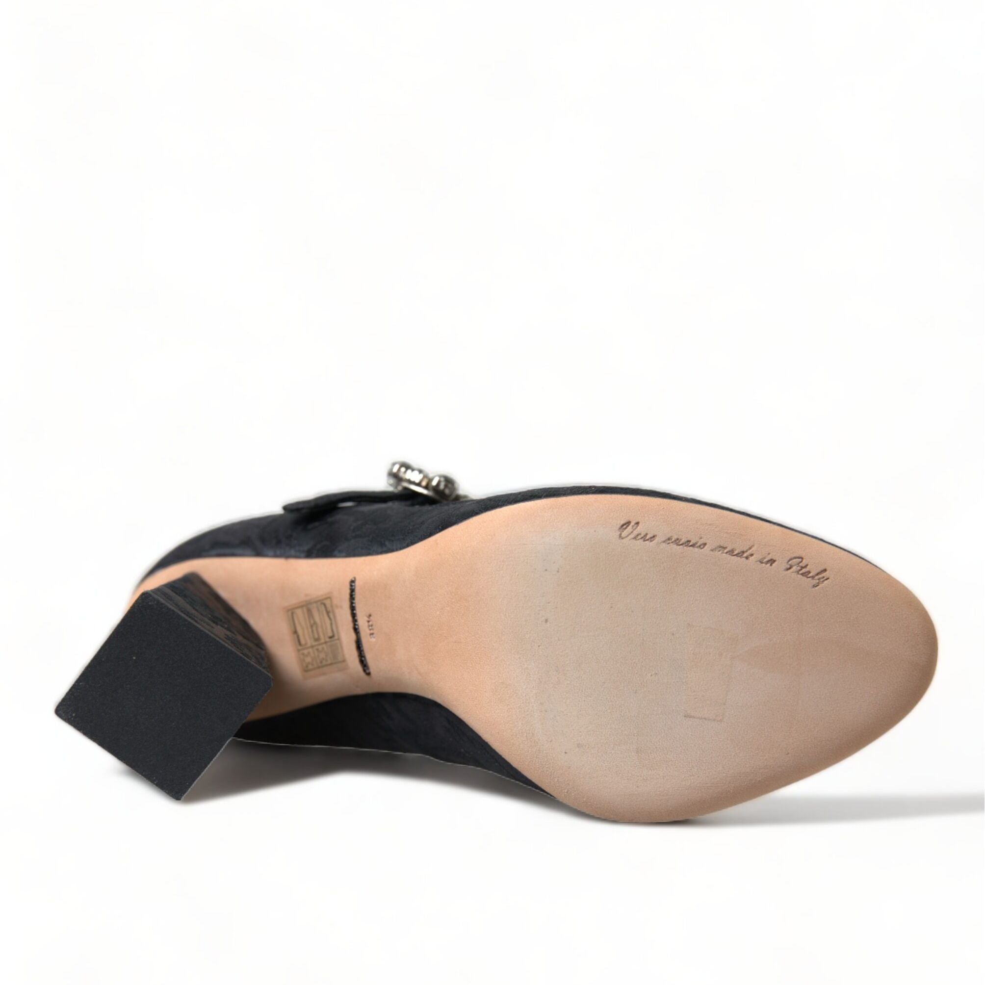 Dolce & Gabbana Black Brocade Mary Janes Heels Pumps Shoes