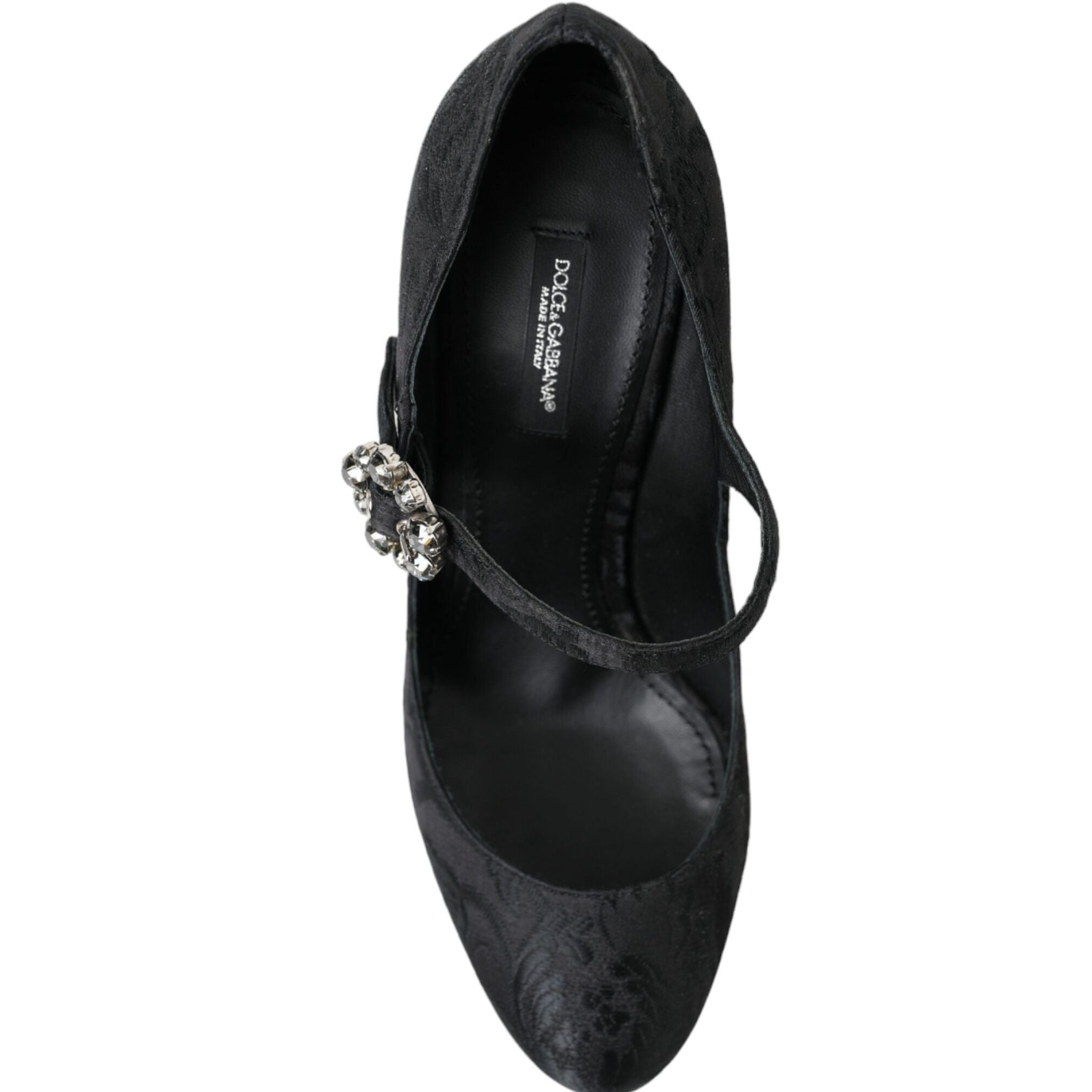 Dolce & Gabbana Black Brocade Mary Janes Heels Pumps Shoes