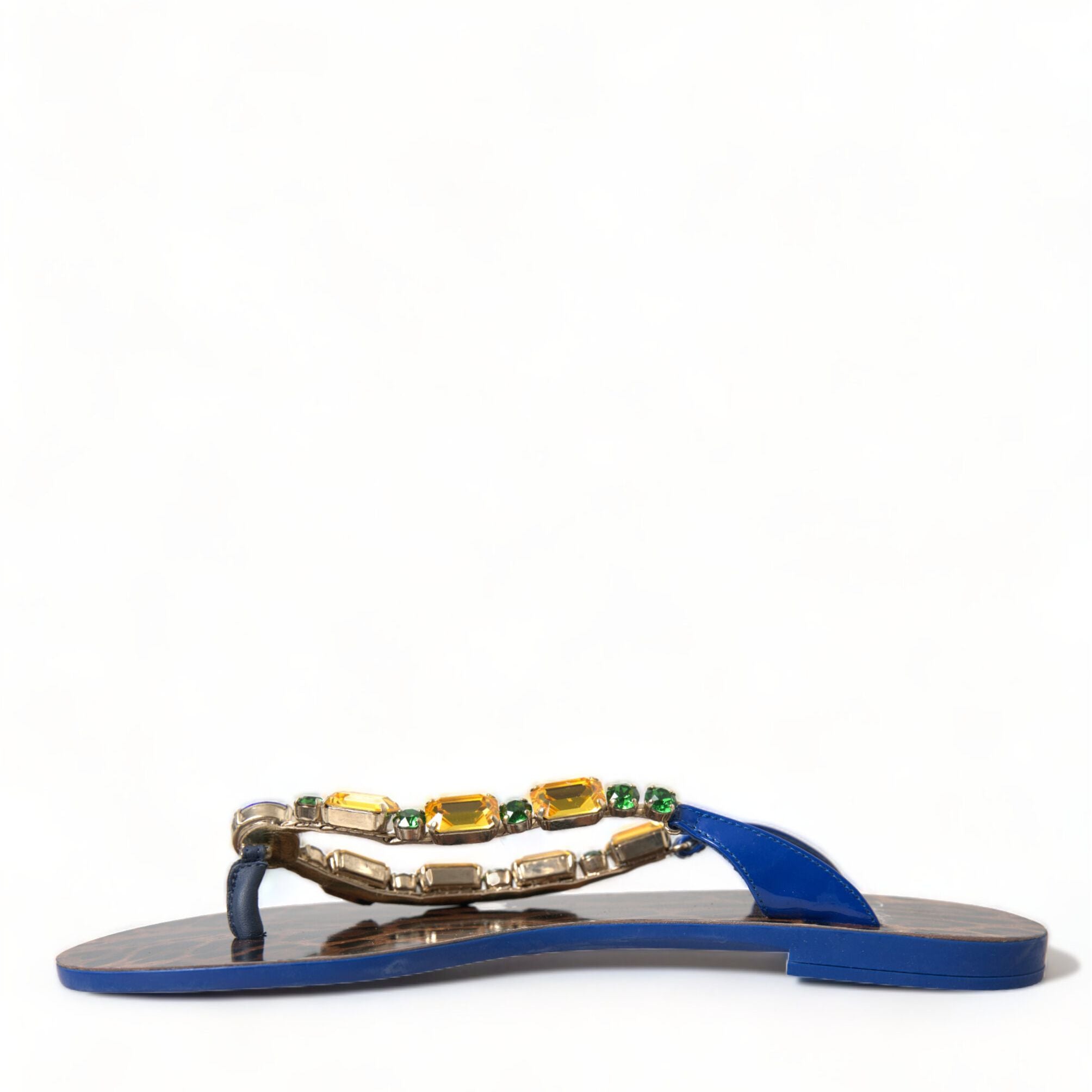 Dolce & Gabbana Blue Crystals Flats Sandals Beachwear Shoes