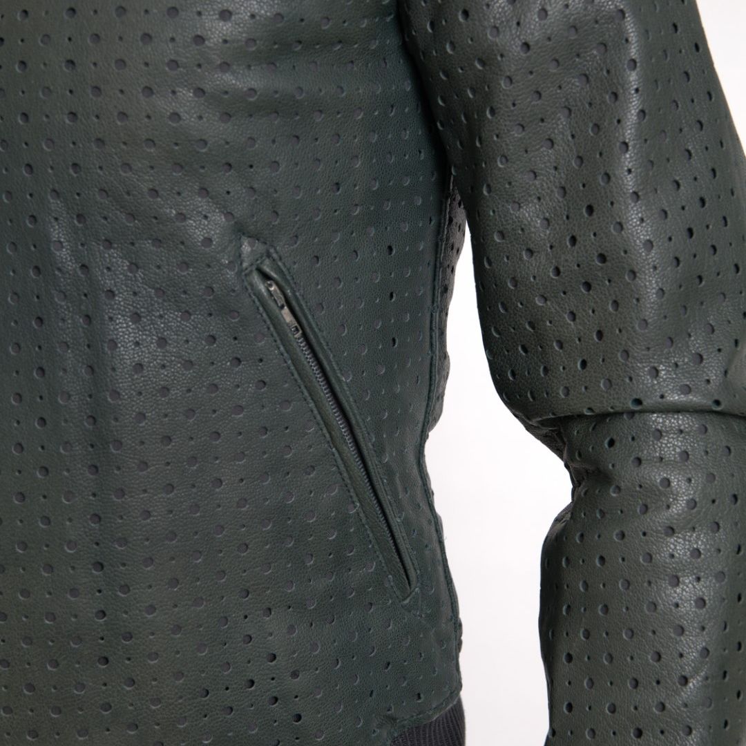 Dolce & Gabbana Green Perforated Leather Bomber Jacket