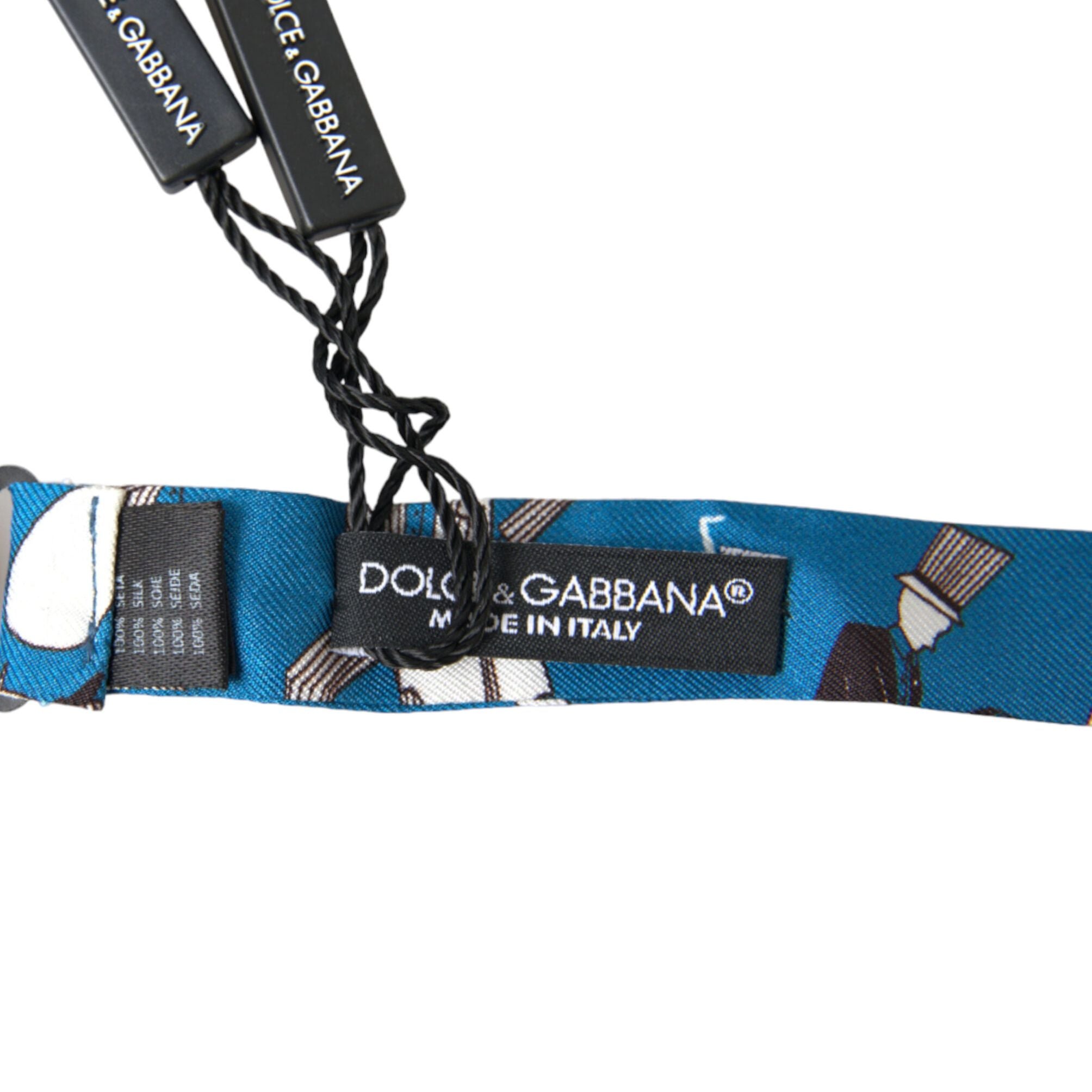 Dolce & Gabbana Blue Jazz Club Silk Adjustable Neck Papillon Bow Tie