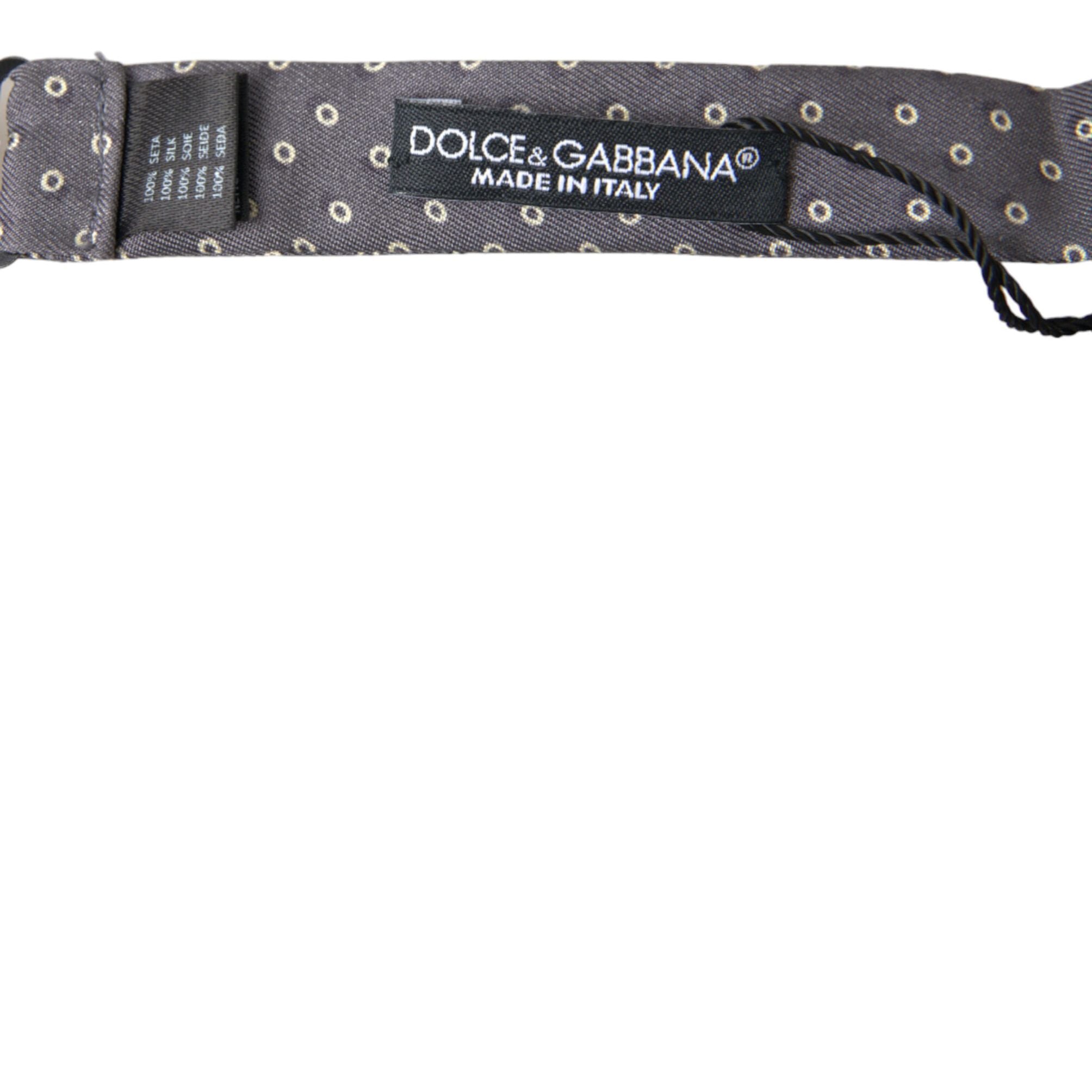 Dolce & Gabbana Gray Polka Dots Silk Adjustable Neck Papillon Bow Tie