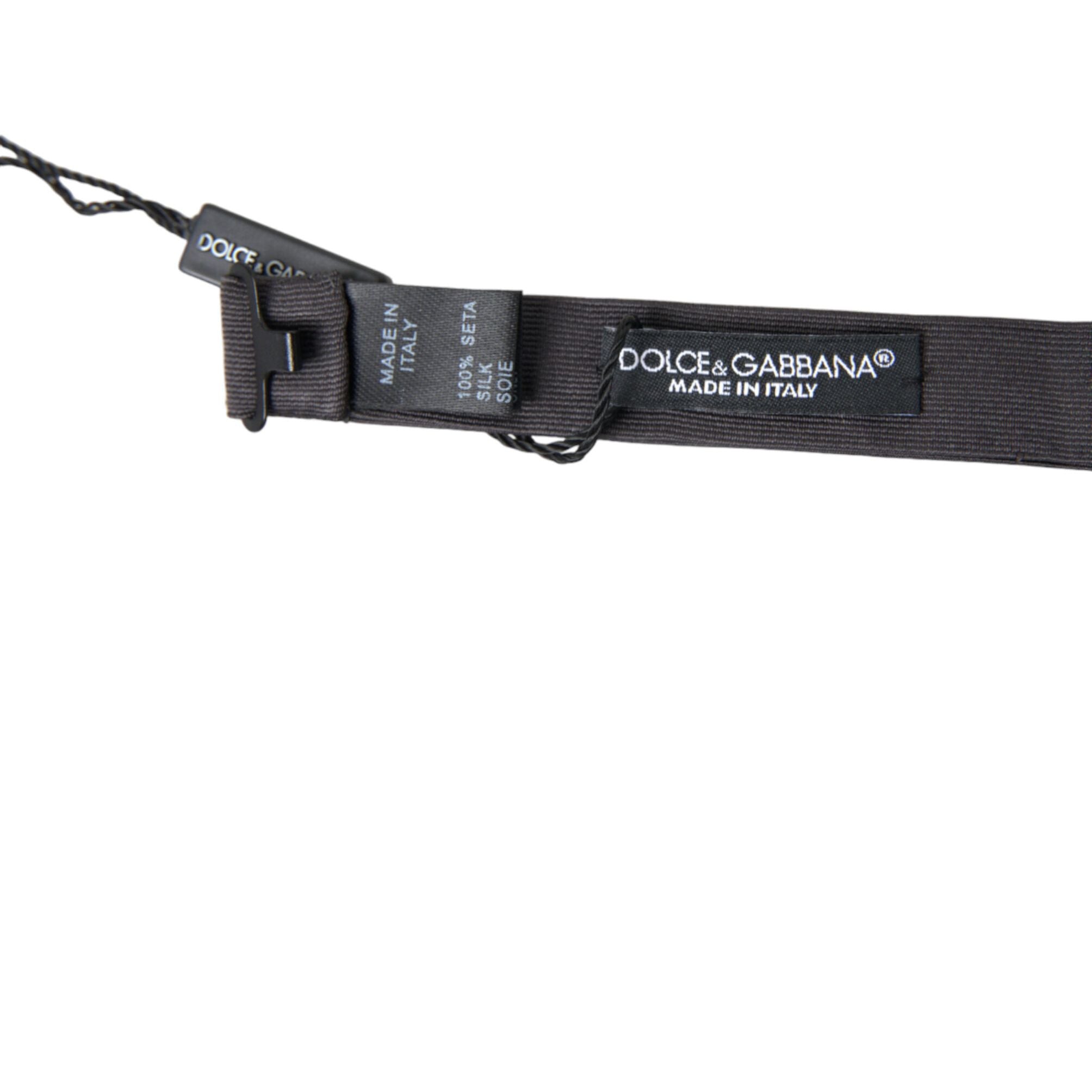 Dolce & Gabbana Dark Gray Silk Adjustable Neck Men Papillon Bow Tie