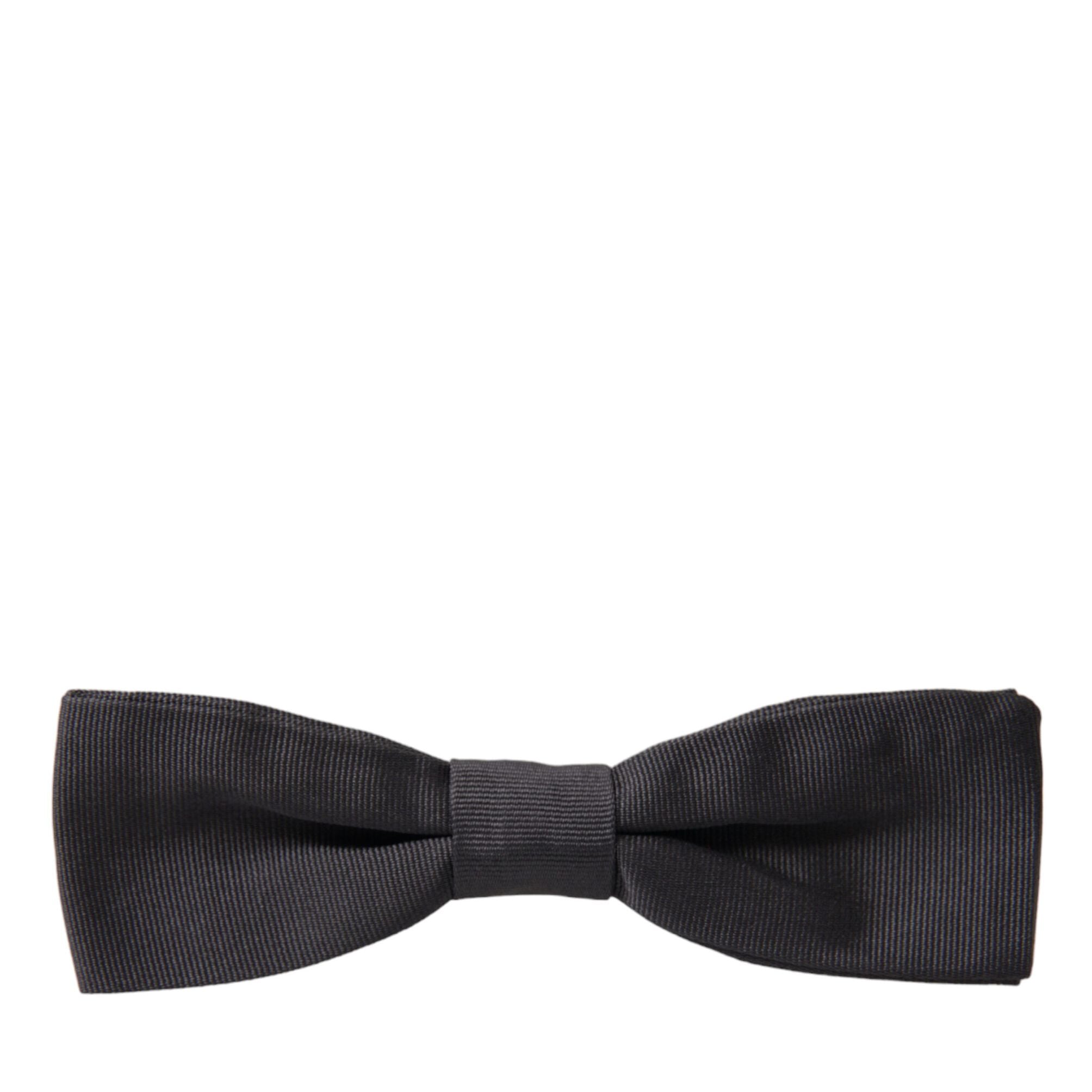 Dolce & Gabbana Dark Gray Silk Adjustable Neck Men Papillon Bow Tie