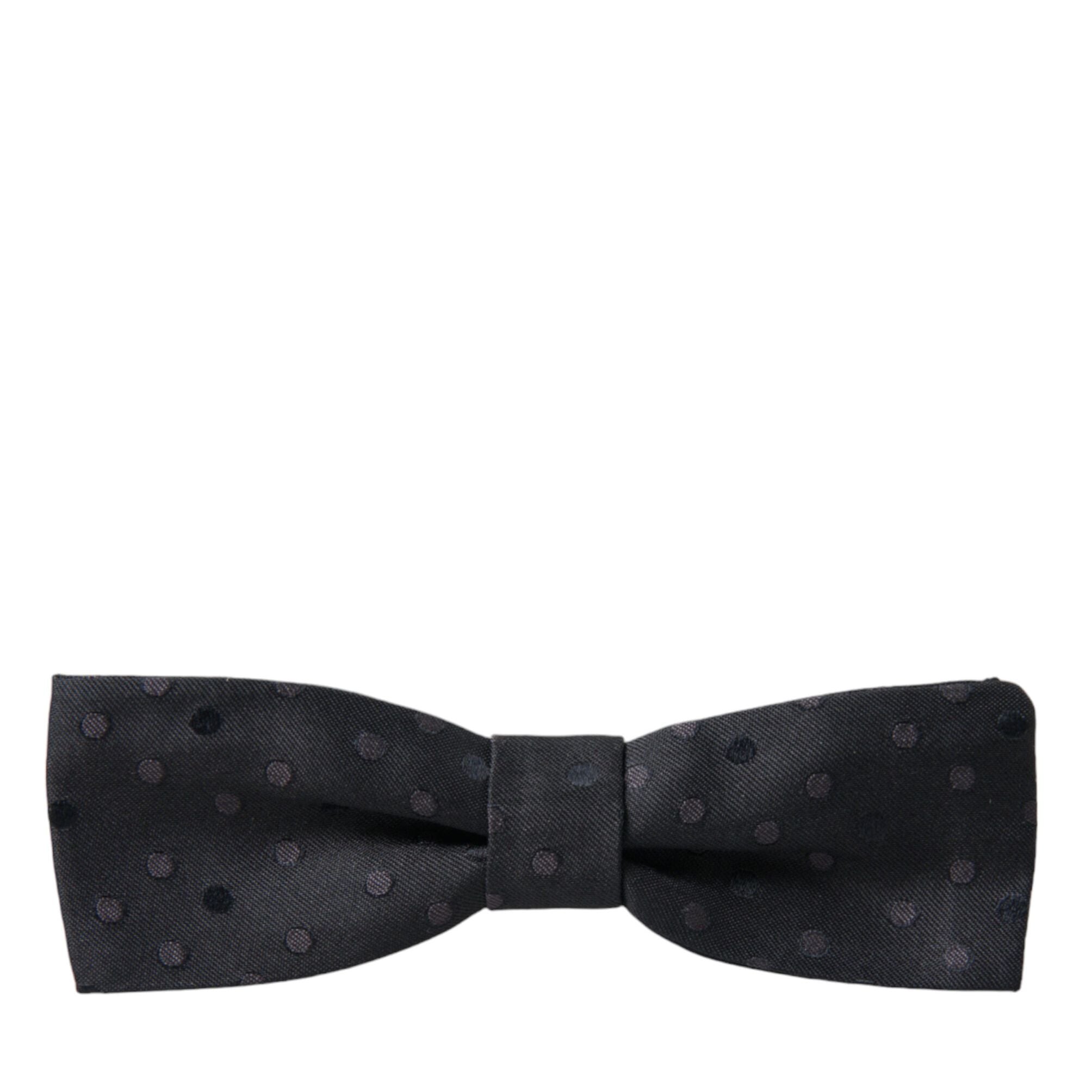 Dolce & Gabbana Gray Polka Dot Silk Adjustable Neck Men Papillon Bow Tie