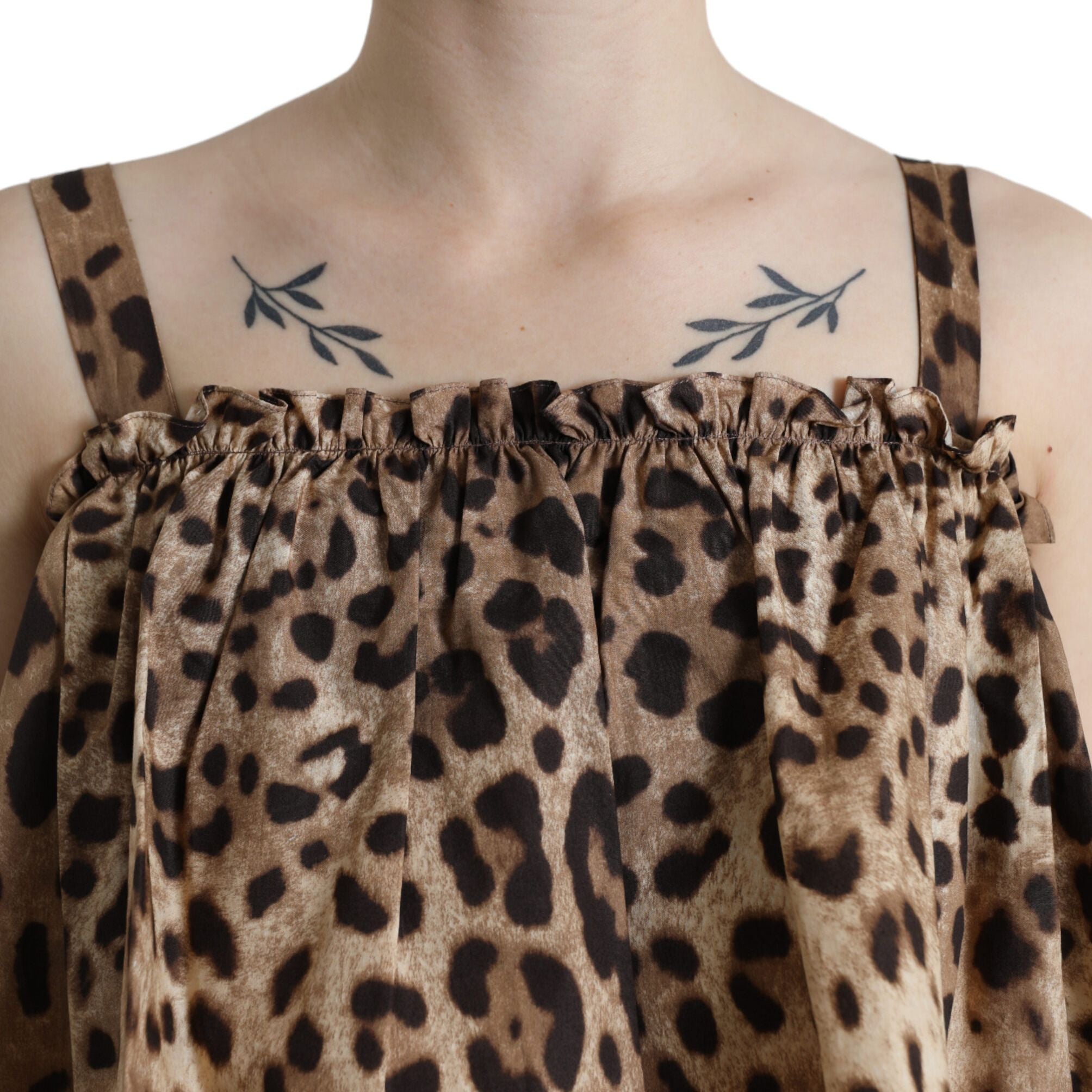 Dolce & Gabbana Brown Leopard Print Sleeveless A-line Dress