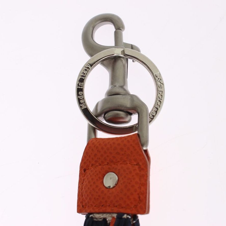 Dolce & Gabbana Red White Raffia Leather Clasp Finder Keyring Keychain