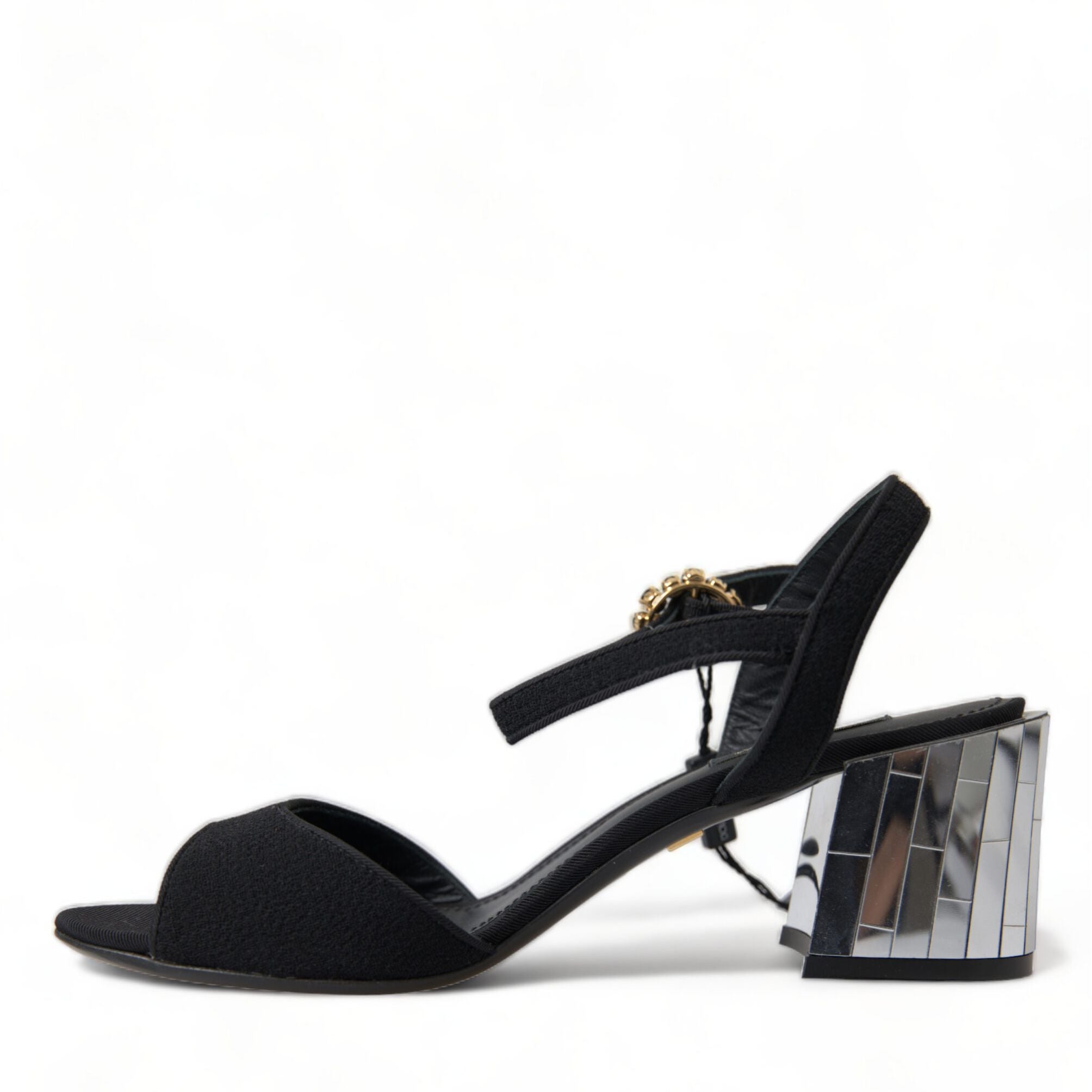 Dolce & Gabbana Black Crystals Ankle Strap Sandals Shoes