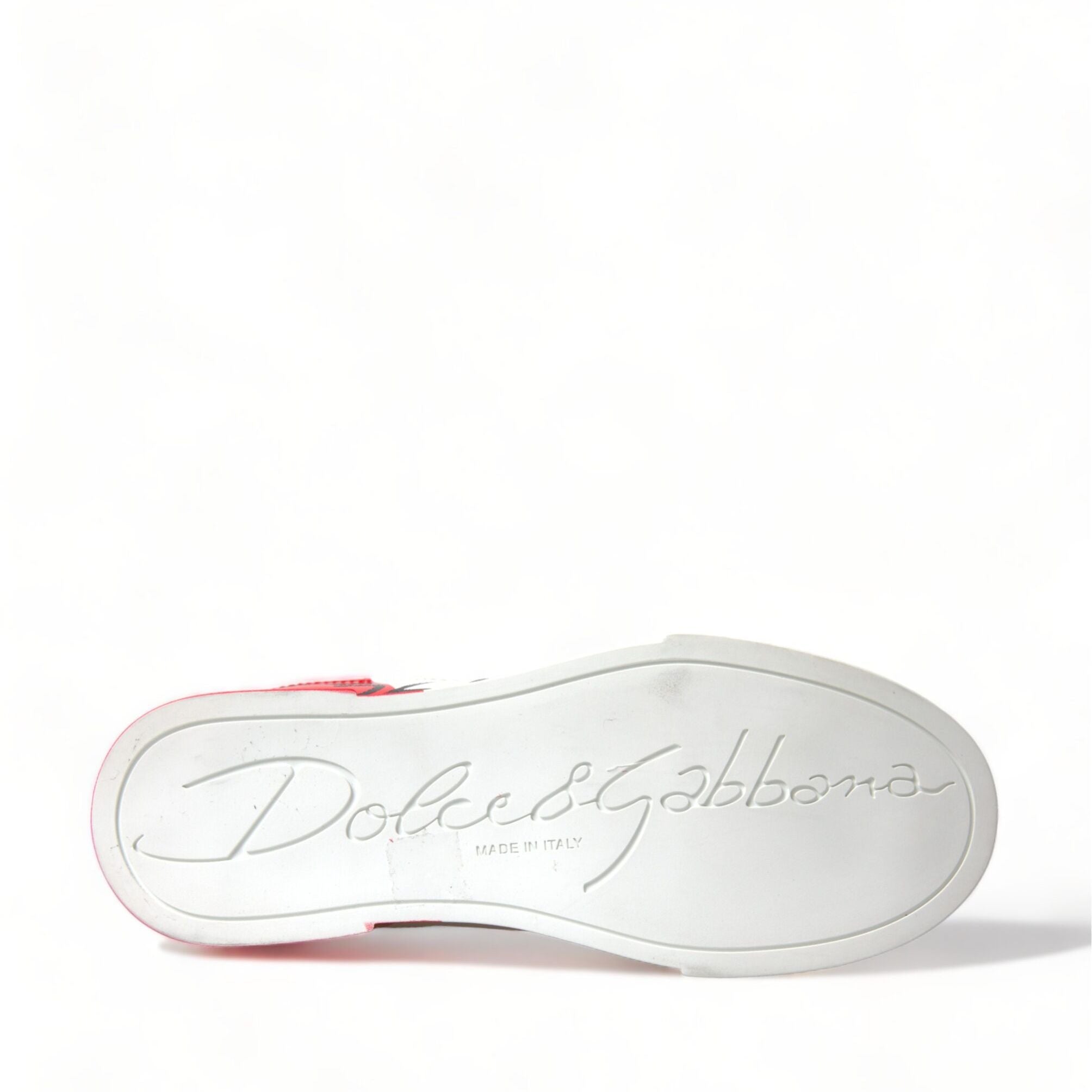 Dolce & Gabbana White Red Lace Up Womens Low Top Sneakers Shoes