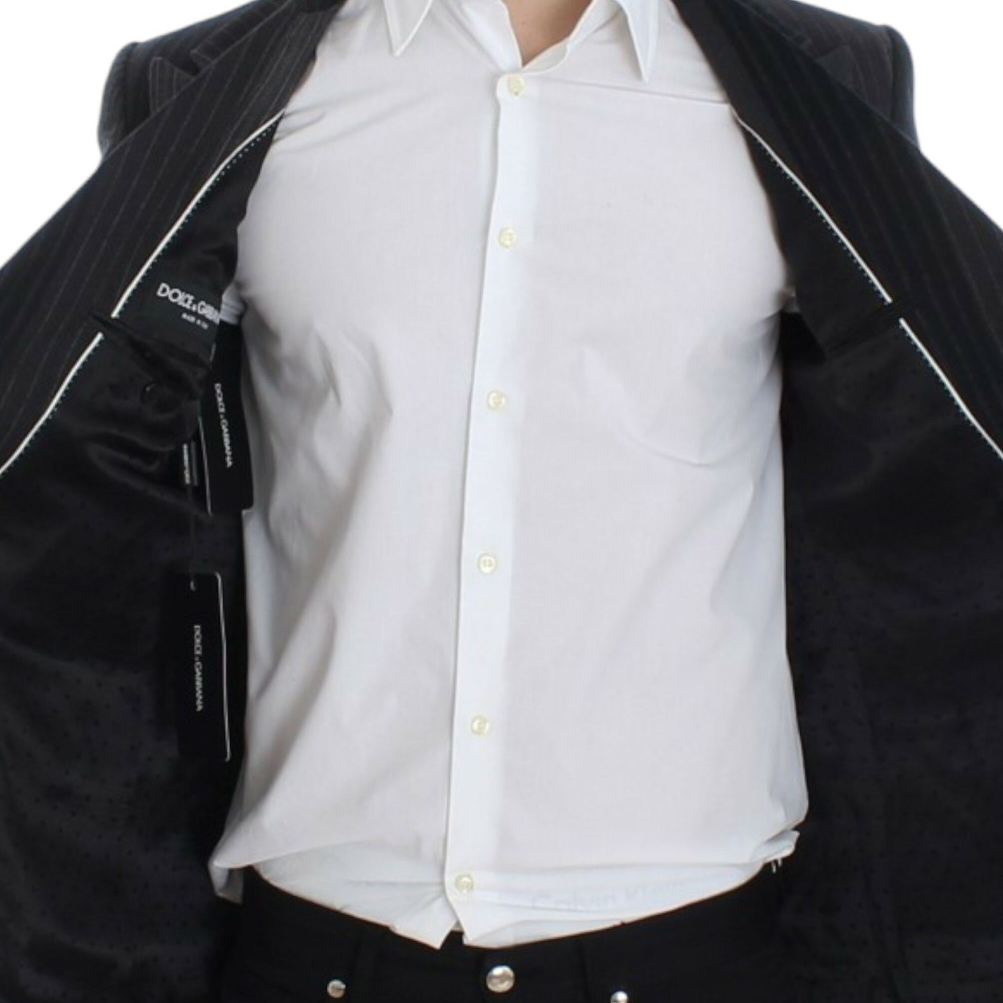 Dolce & Gabbana Gray striped wool stretch blazer