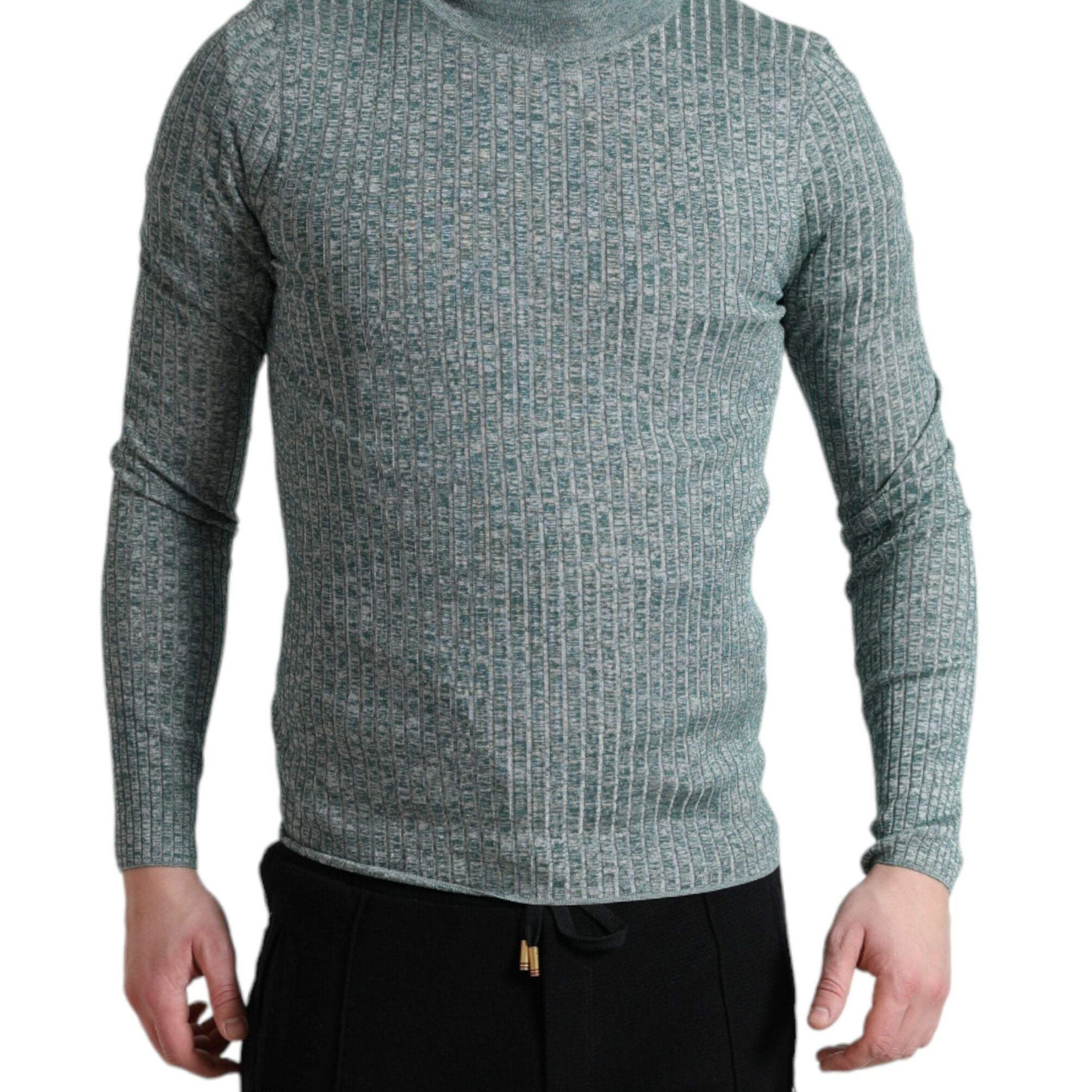 Dolce & Gabbana Green Polyester Turtleneck Pullover Sweater