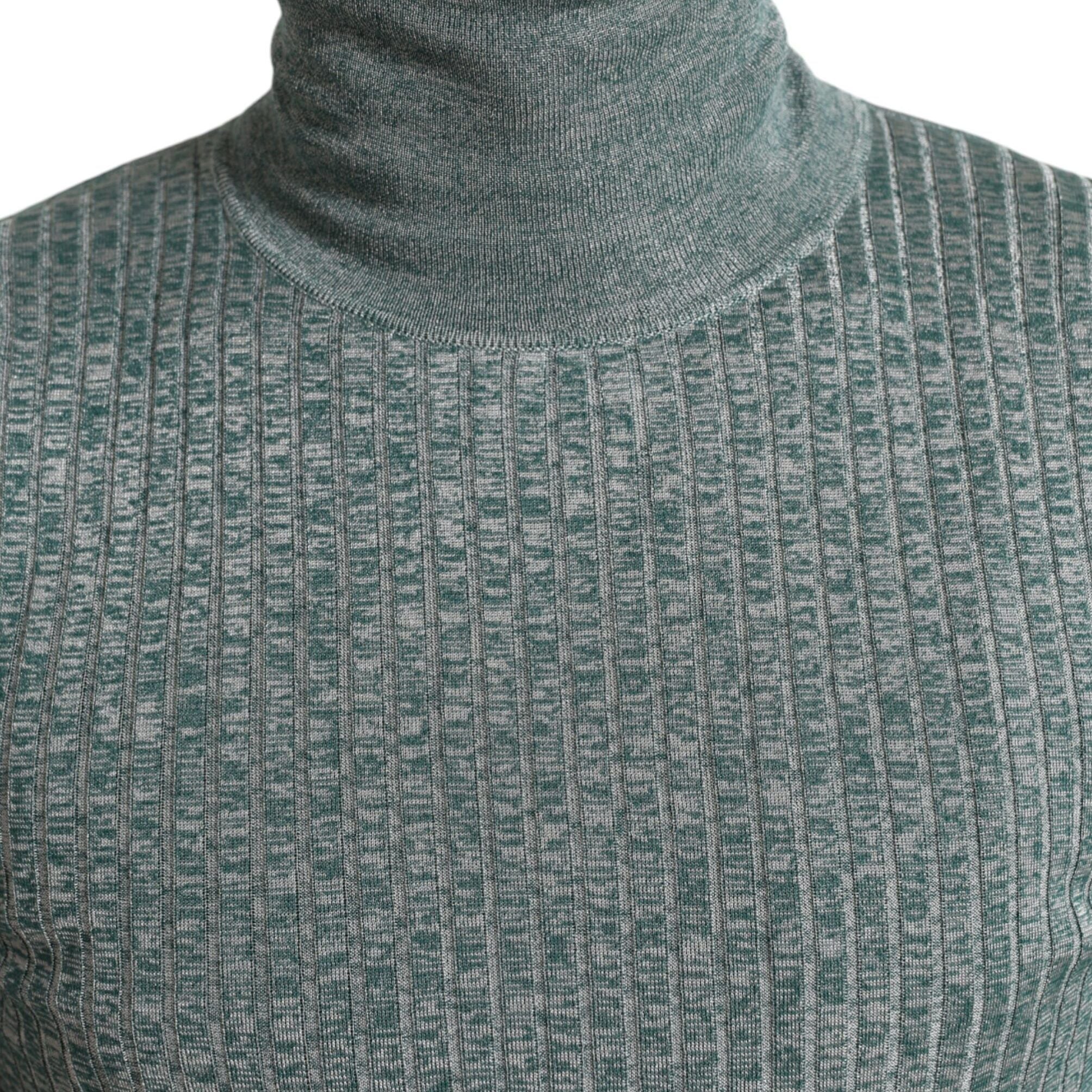 Dolce & Gabbana Green Polyester Turtleneck Pullover Sweater