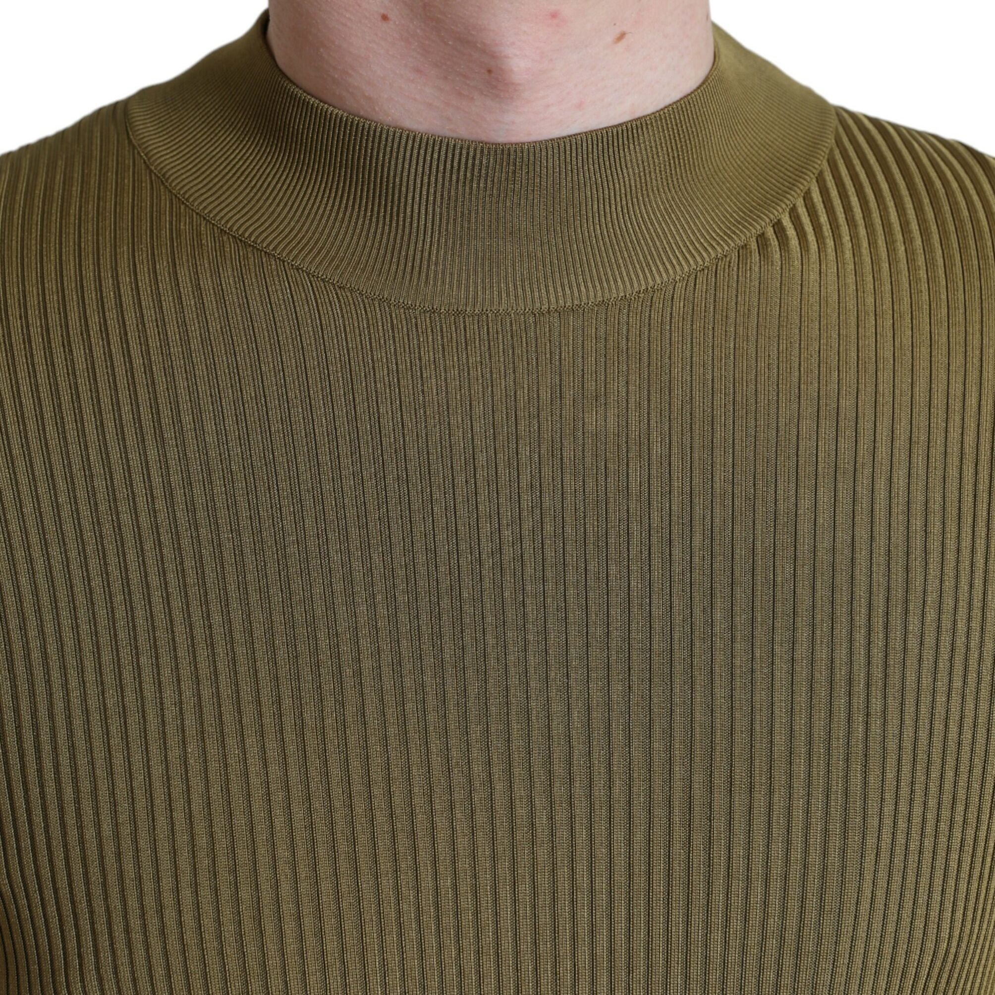 Dolce & Gabbana Army Green Viscose Crewneck Pullover Sweater