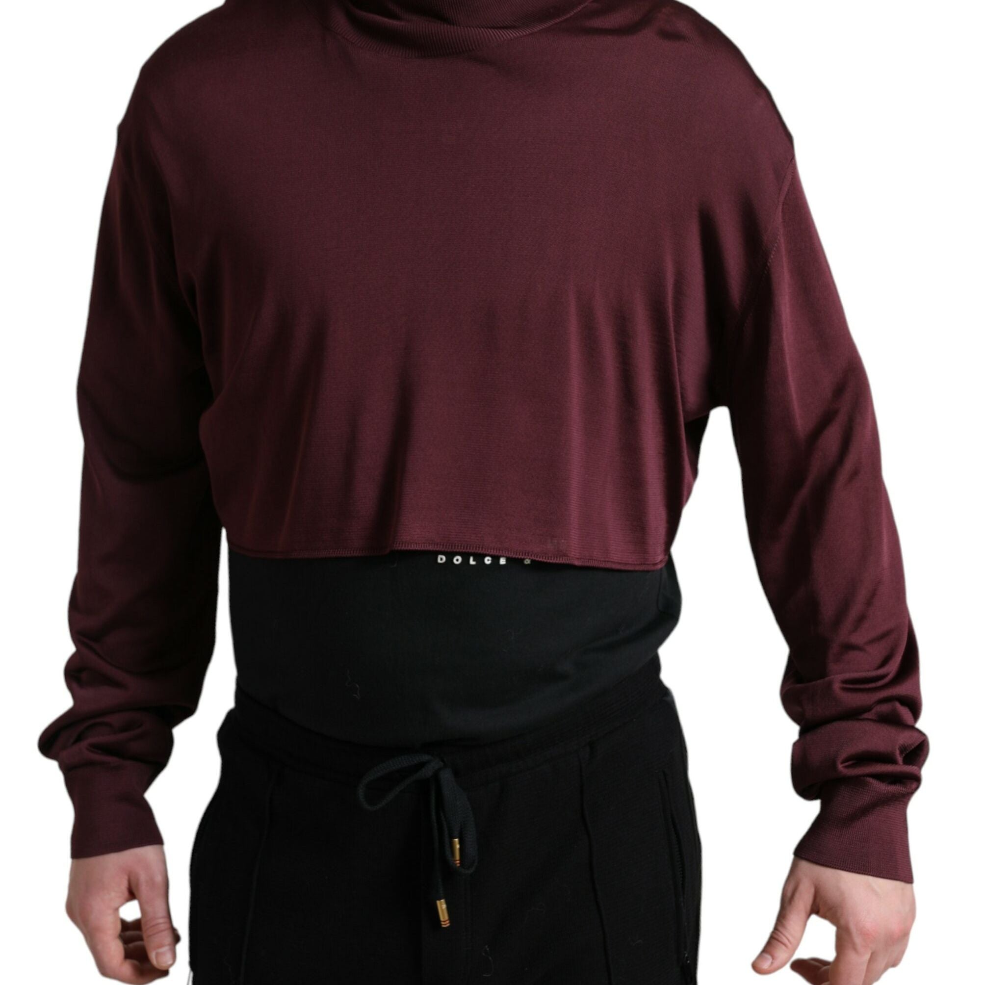 Dolce & Gabbana Maroon Viscose Turtleneck Pullover Sweater
