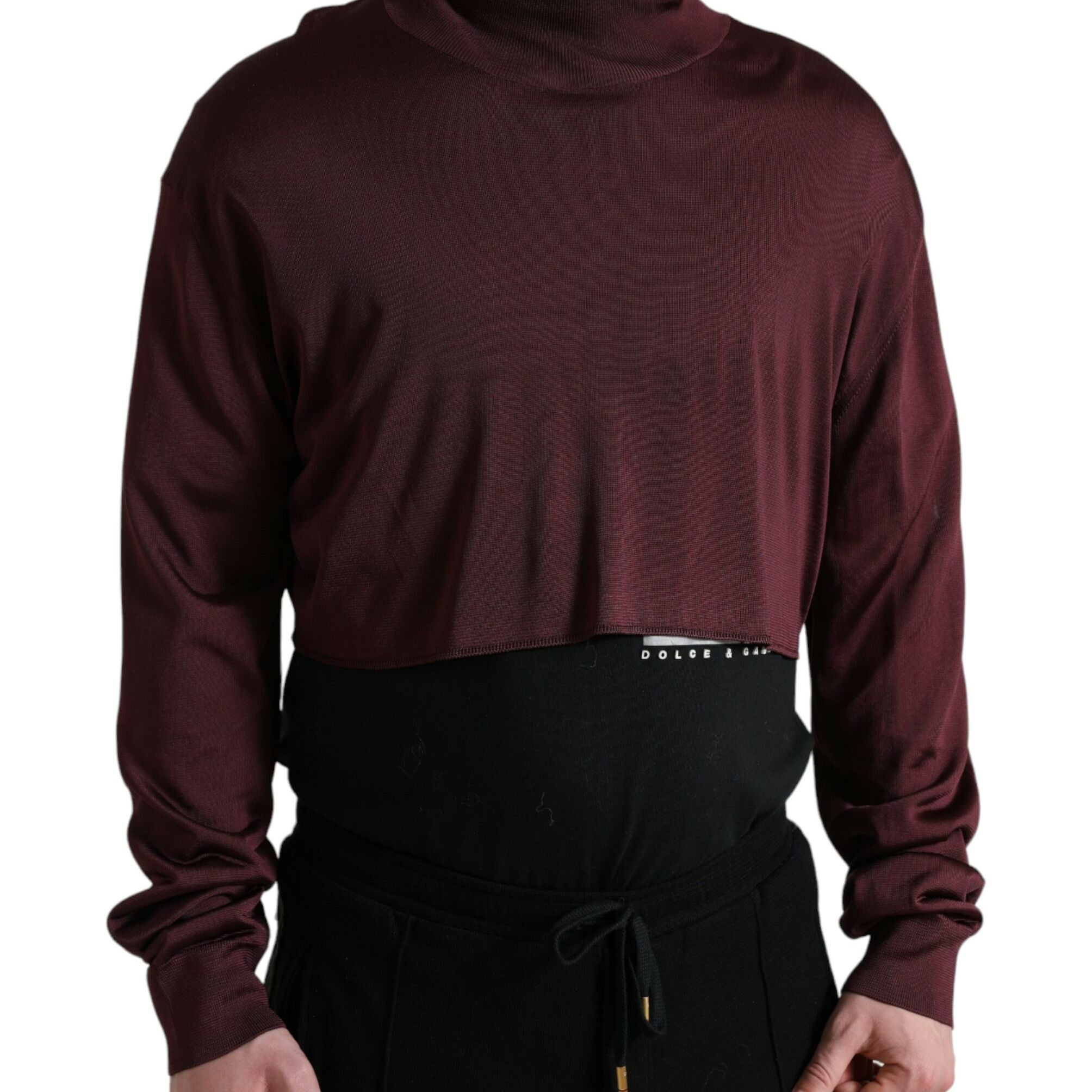 Dolce & Gabbana Maroon Viscose Turtleneck Pullover Sweater