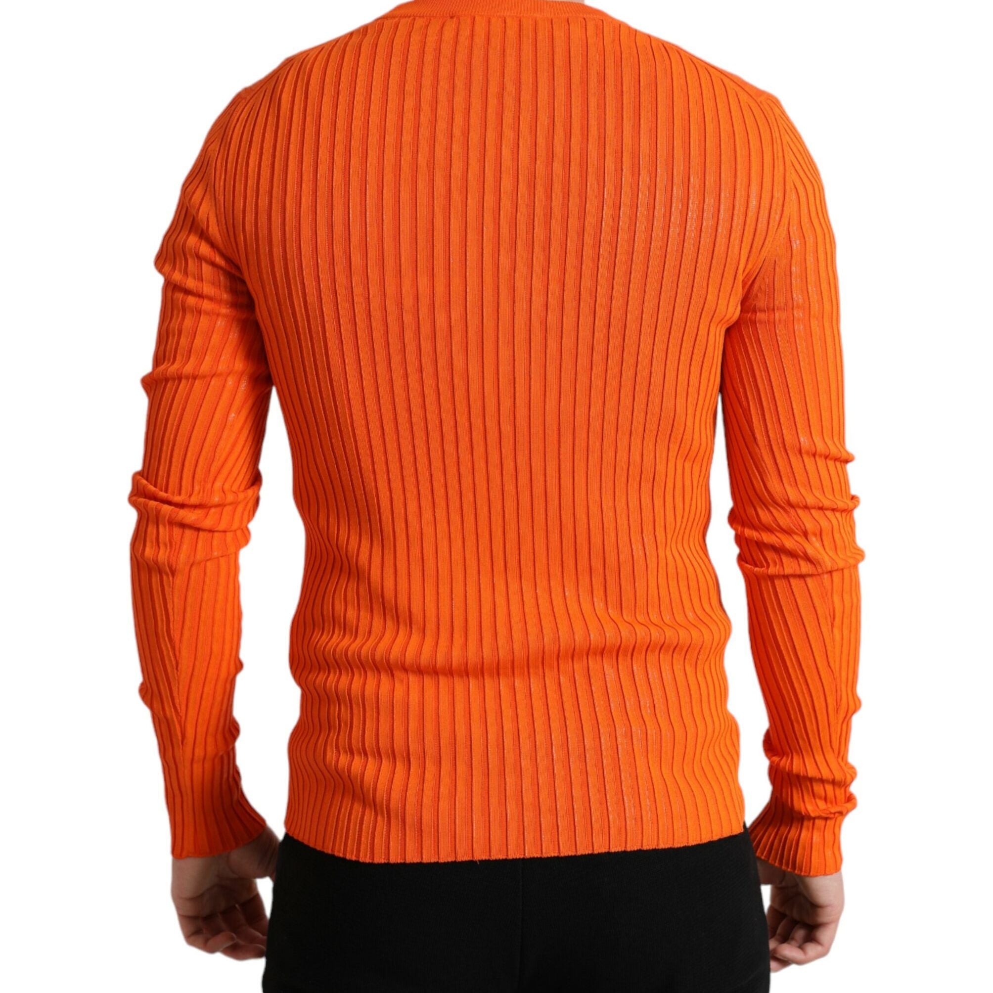 Dolce & Gabbana Orange Knitted Crewneck Men Pullover Sweater