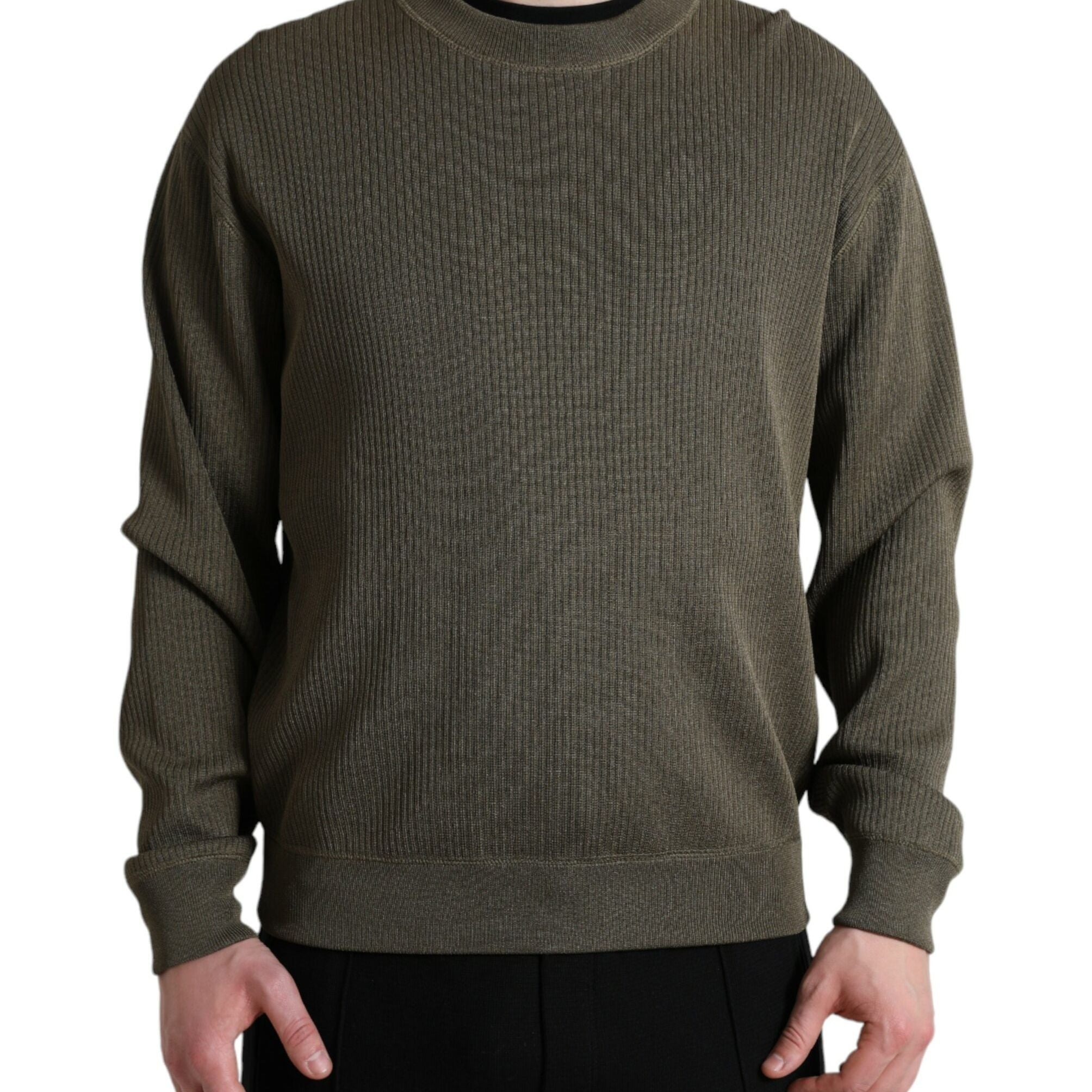 Dolce & Gabbana Green Viscose Crew Neck Men Pullover Sweater