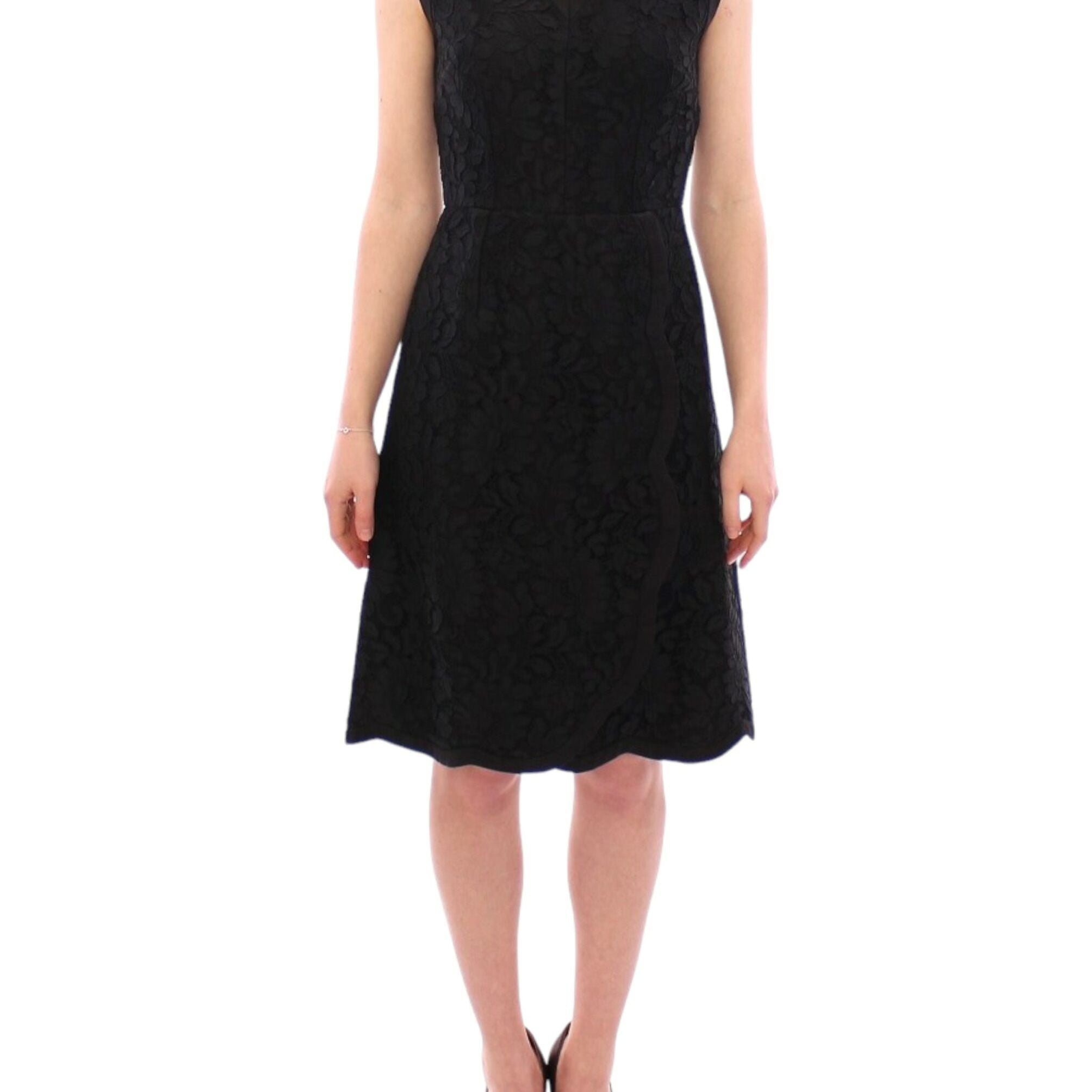 Dolce & Gabbana Black floral lace sicily runway dress