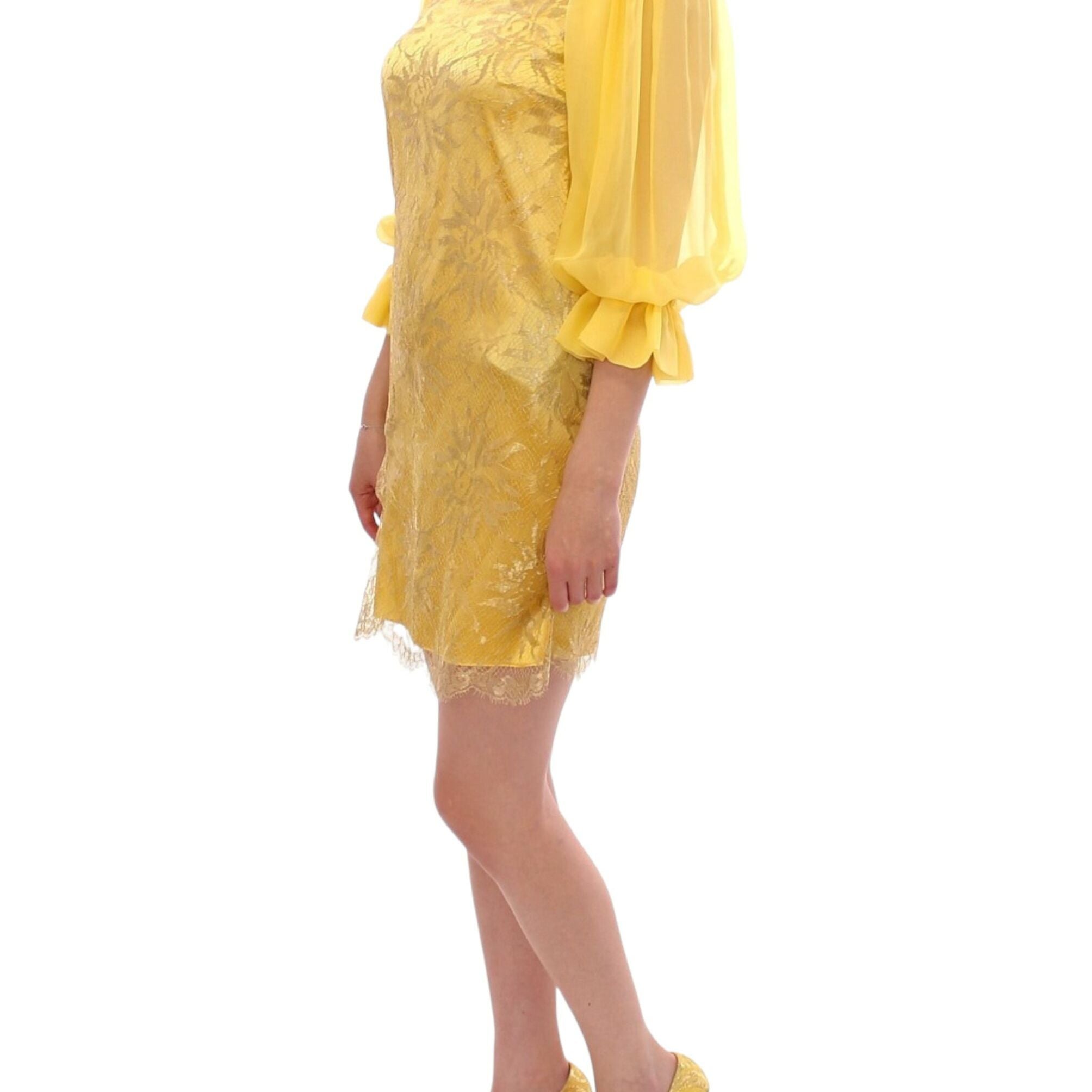Dolce & Gabbana Yellow lace crystal mini dress