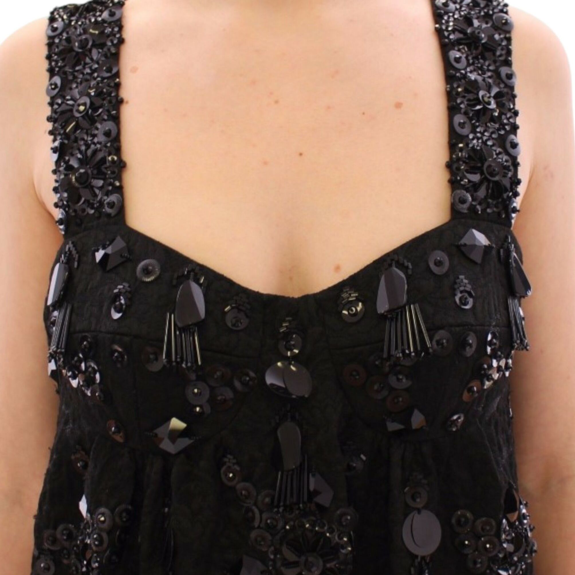 Dolce & Gabbana Black floral crystal embedded dress