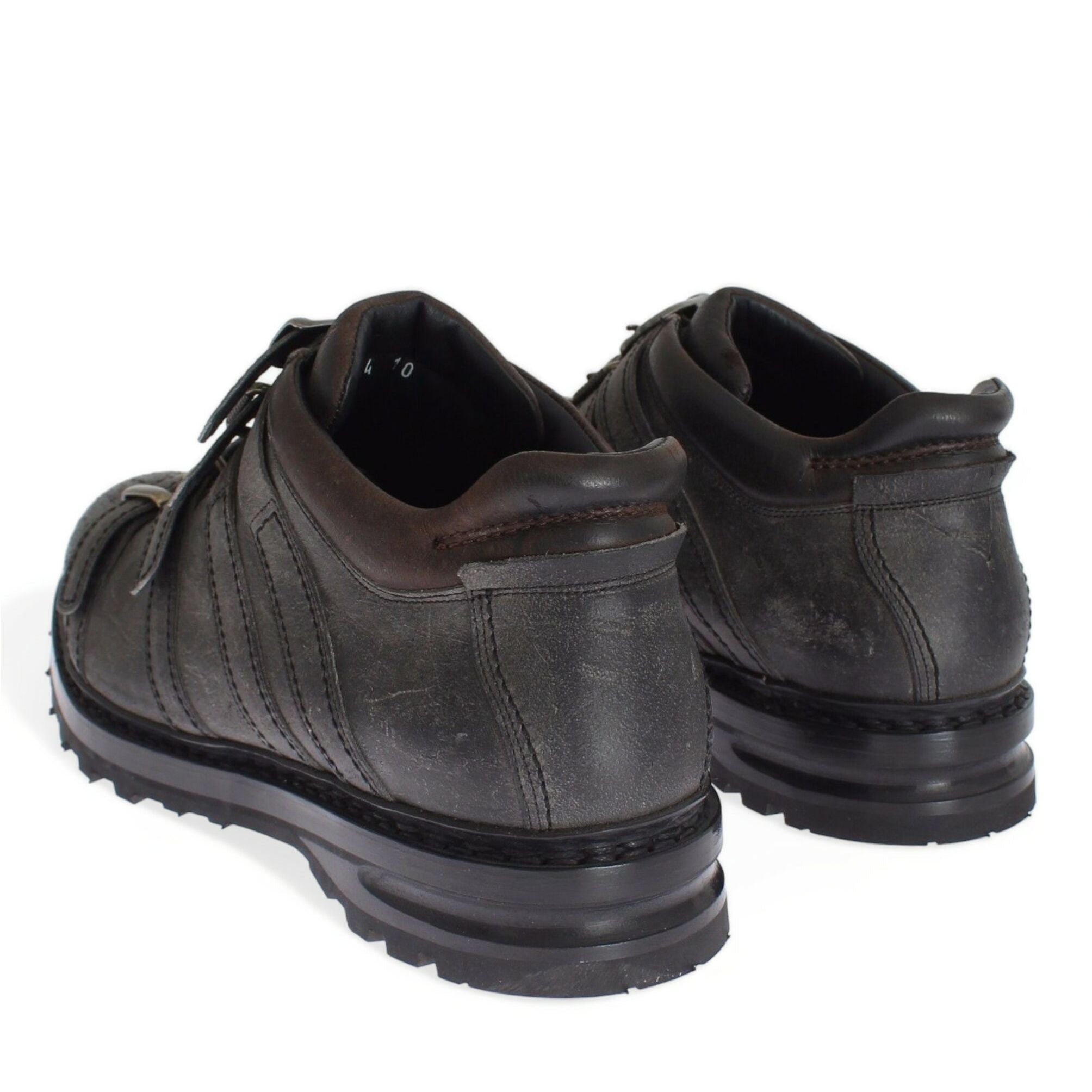 Dolce & Gabbana Gray Leather Ankle Strap Shoes Boots