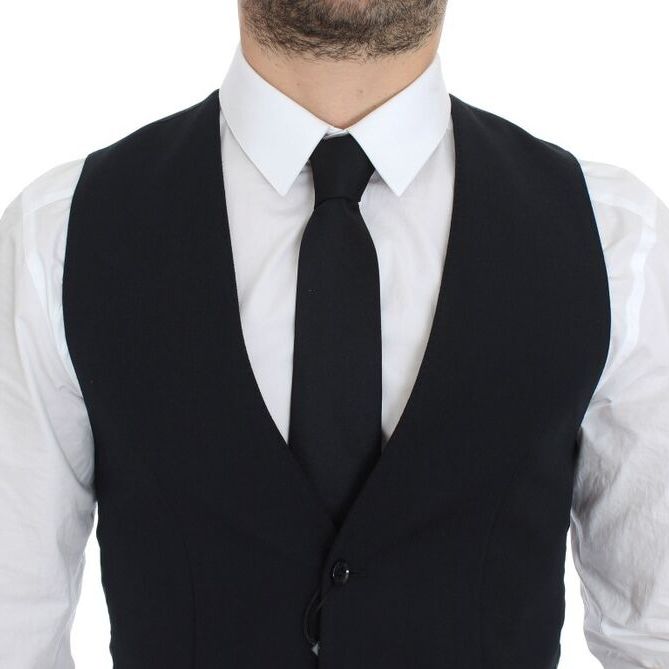 Dolce & Gabbana Blue Wool Formal Dress Vest Gilet