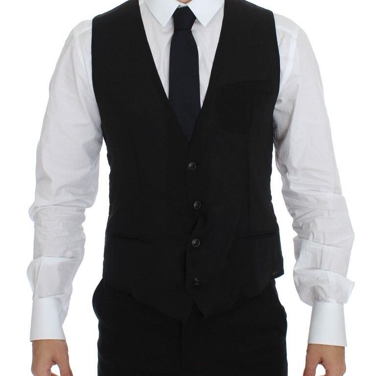 Dolce & Gabbana Black Wool Formal Dress Vest Gilet Jacket