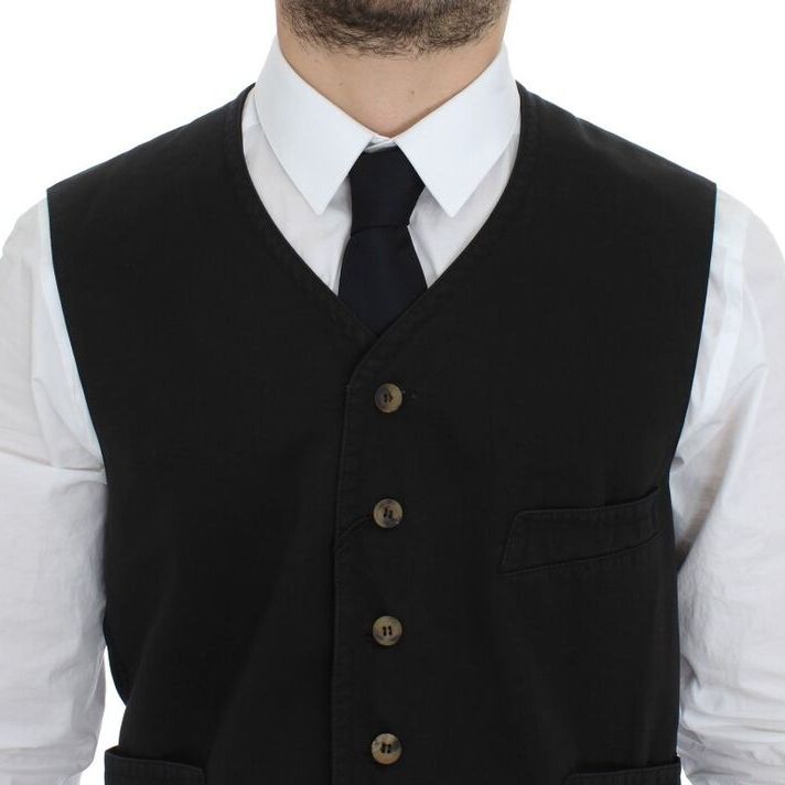 Dolce & Gabbana Black Cotton Blend Dress Vest Gilet