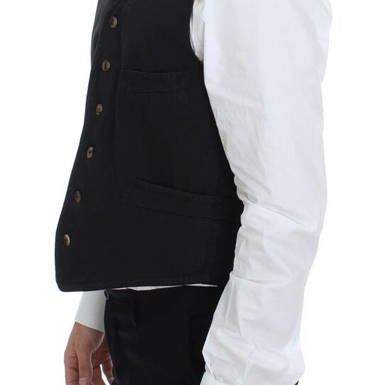 Dolce & Gabbana Black Cotton Blend Dress Vest Gilet