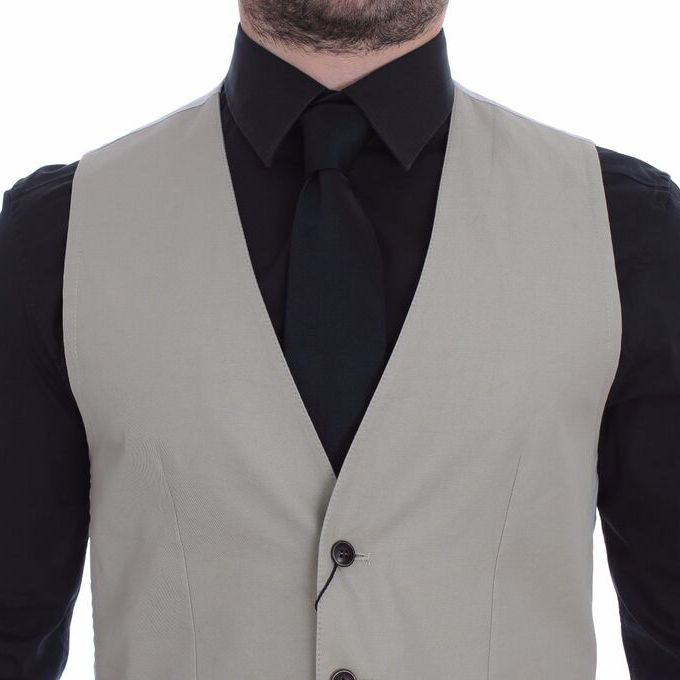 Dolce & Gabbana Beige Silk Blend Dress Formal Vest Gilet