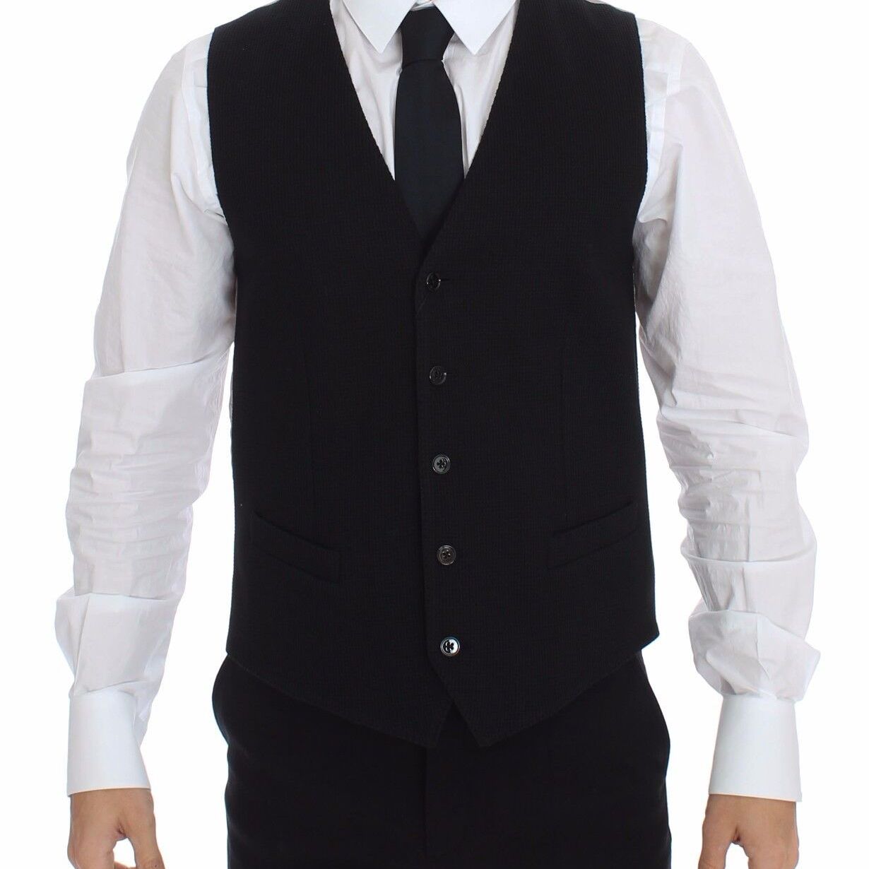 Dolce & Gabbana Black Cotton Dress Vest Blazer Jacket