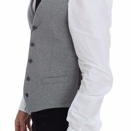 Dolce & Gabbana Gray Cotton Stretch Dress Vest Blazer