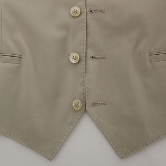 Dolce & Gabbana Beige Cotton Stretch Dress Vest Blazer