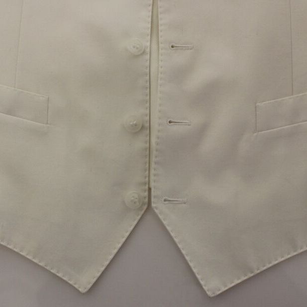 Dolce & Gabbana White Cotton Silk Blend Dress Vest Blazer