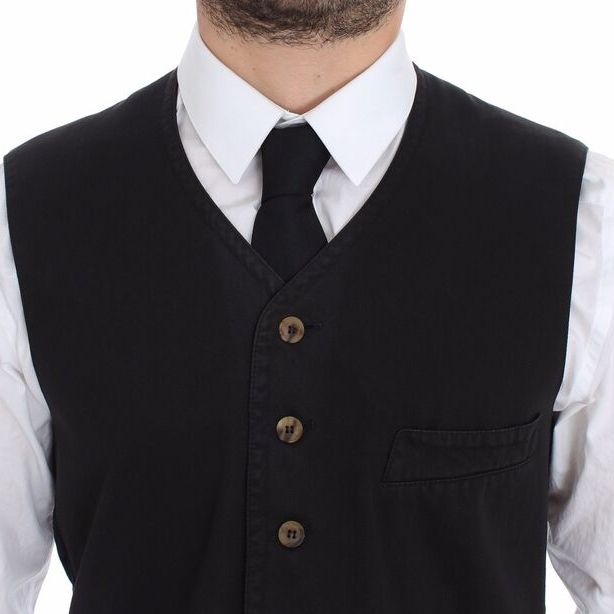 Dolce & Gabbana Black Cotton Viscose Dress Vest Blazer