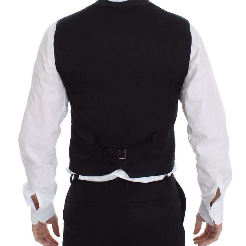 Dolce & Gabbana Black Cotton Viscose Dress Vest Blazer