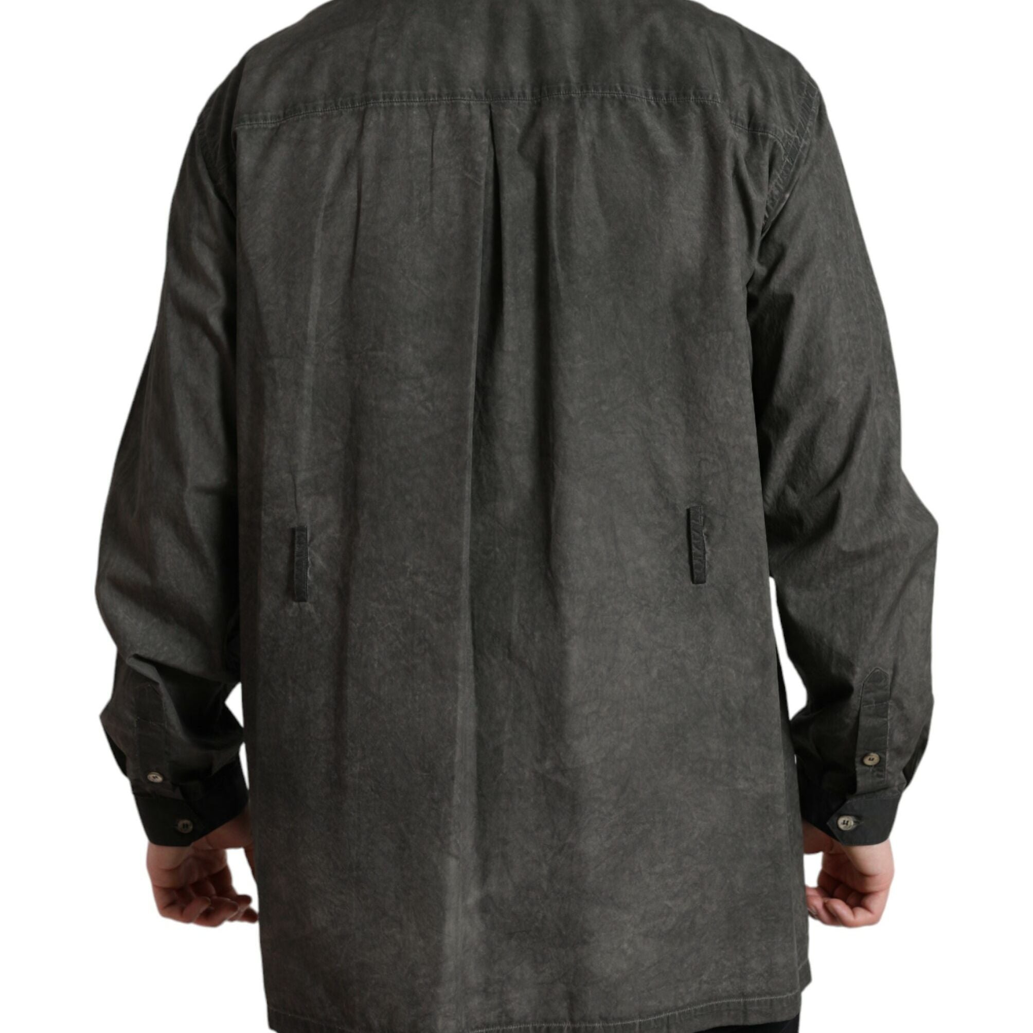 Dolce & Gabbana Dark Gray Cotton Collared Long Sleeves Shirt