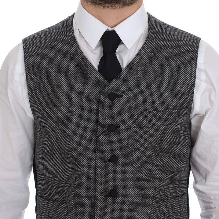 Dolce & Gabbana Gray Cotton Blend Logo Vest Gilet Weste
